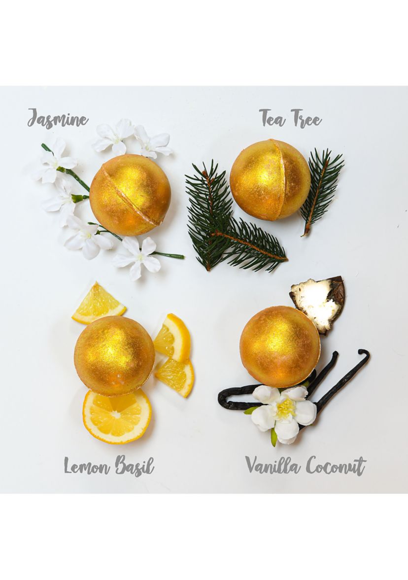 24K Gold Bath Bombs Gift Box, 9 Handmade Spa Bombs