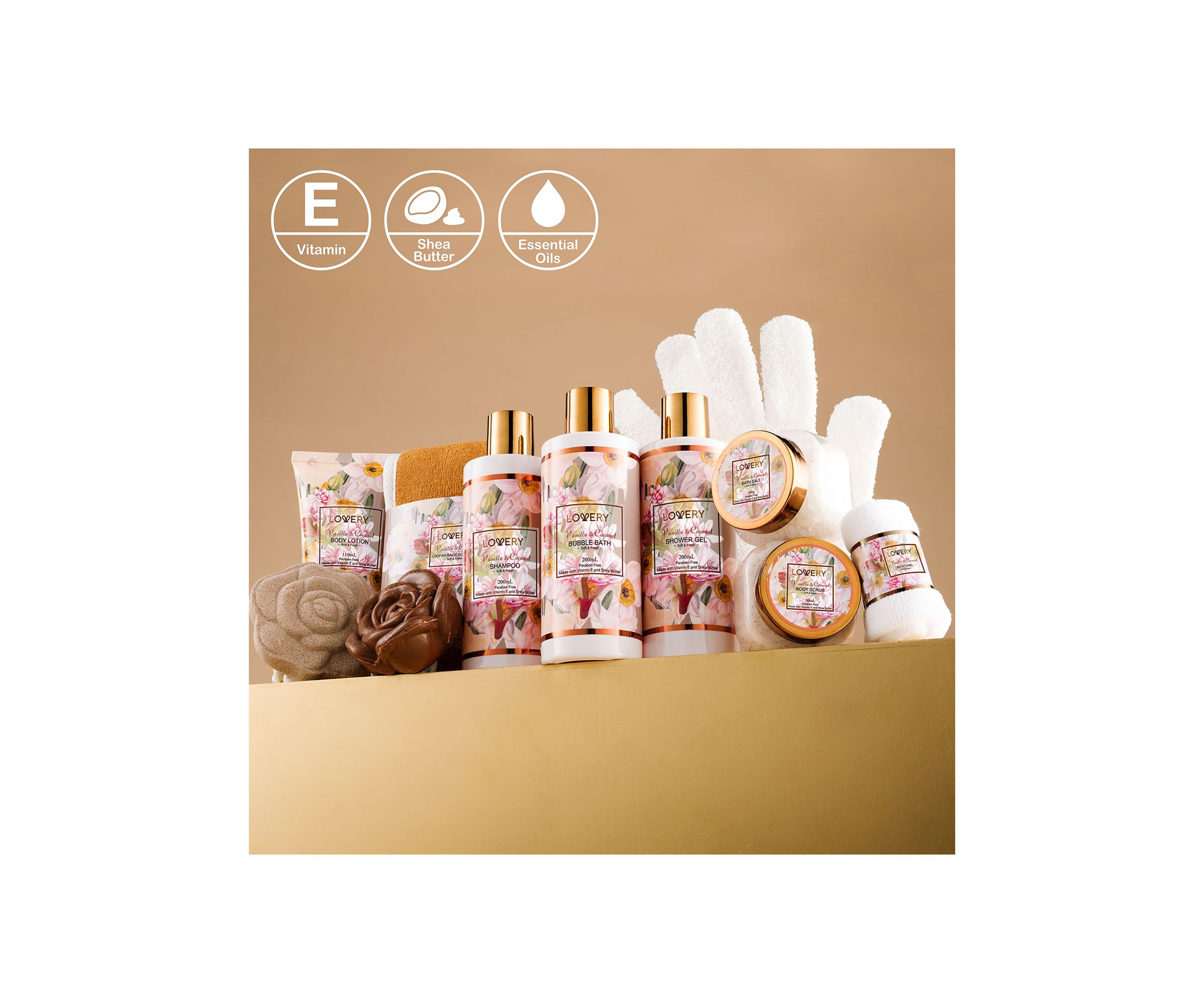 Vanilla Coconut Home Spa Gift Basket