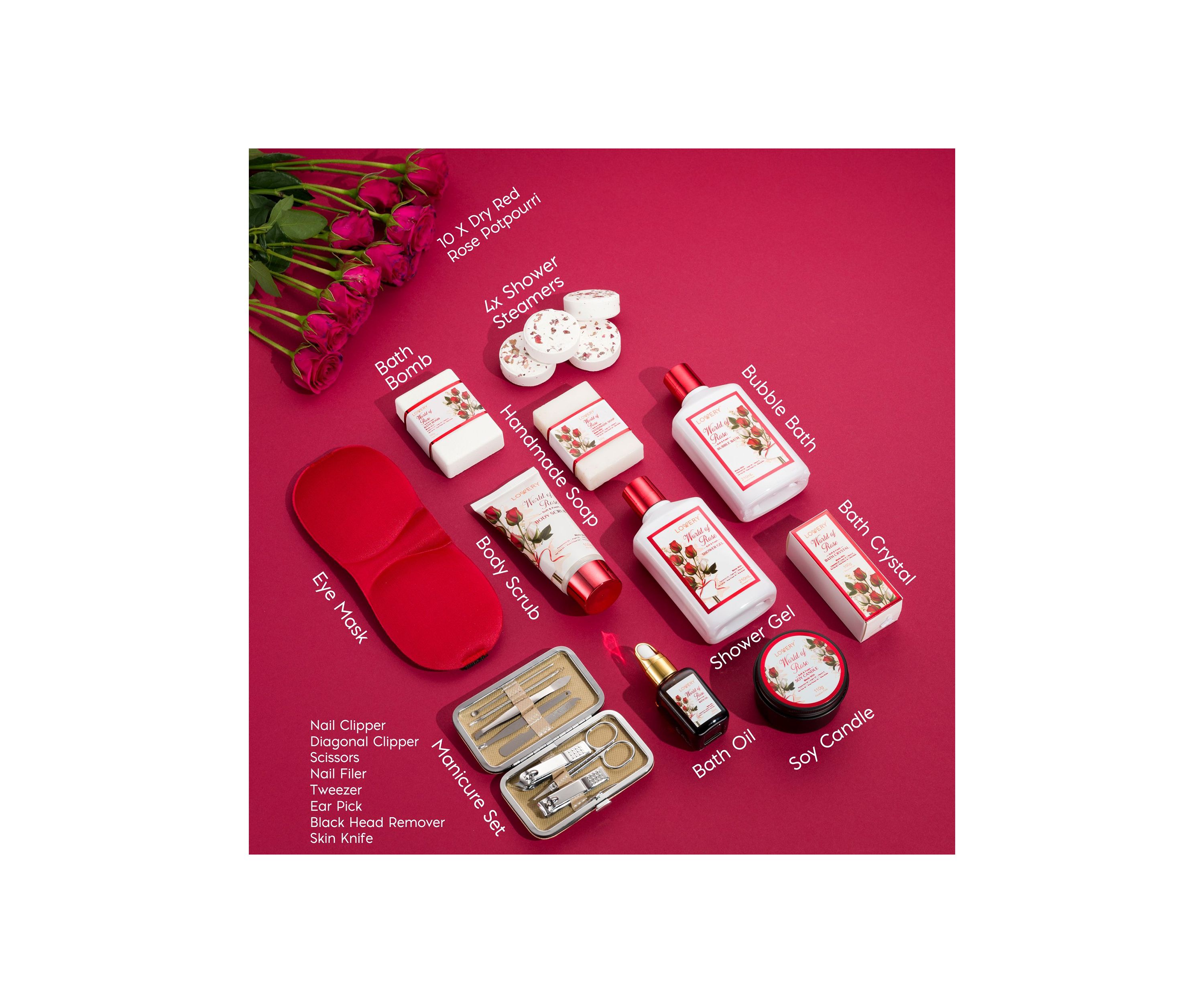 Red Rose Spa Gifts, Stress Relief Selfcare Kit