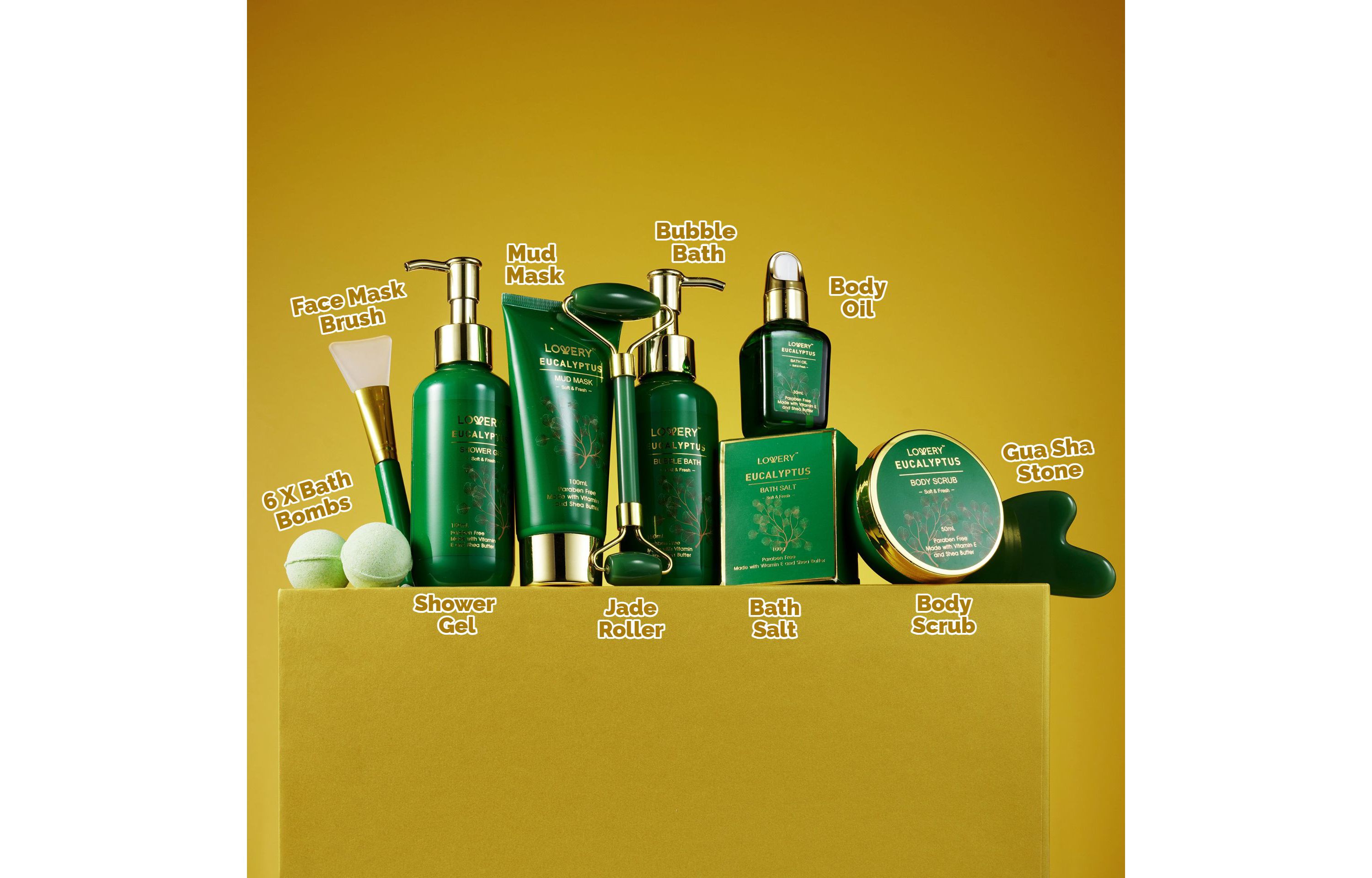 Luxury Holiday Basket, Eucalyptus Stress Relief Spa Kit, Bath and Body Care