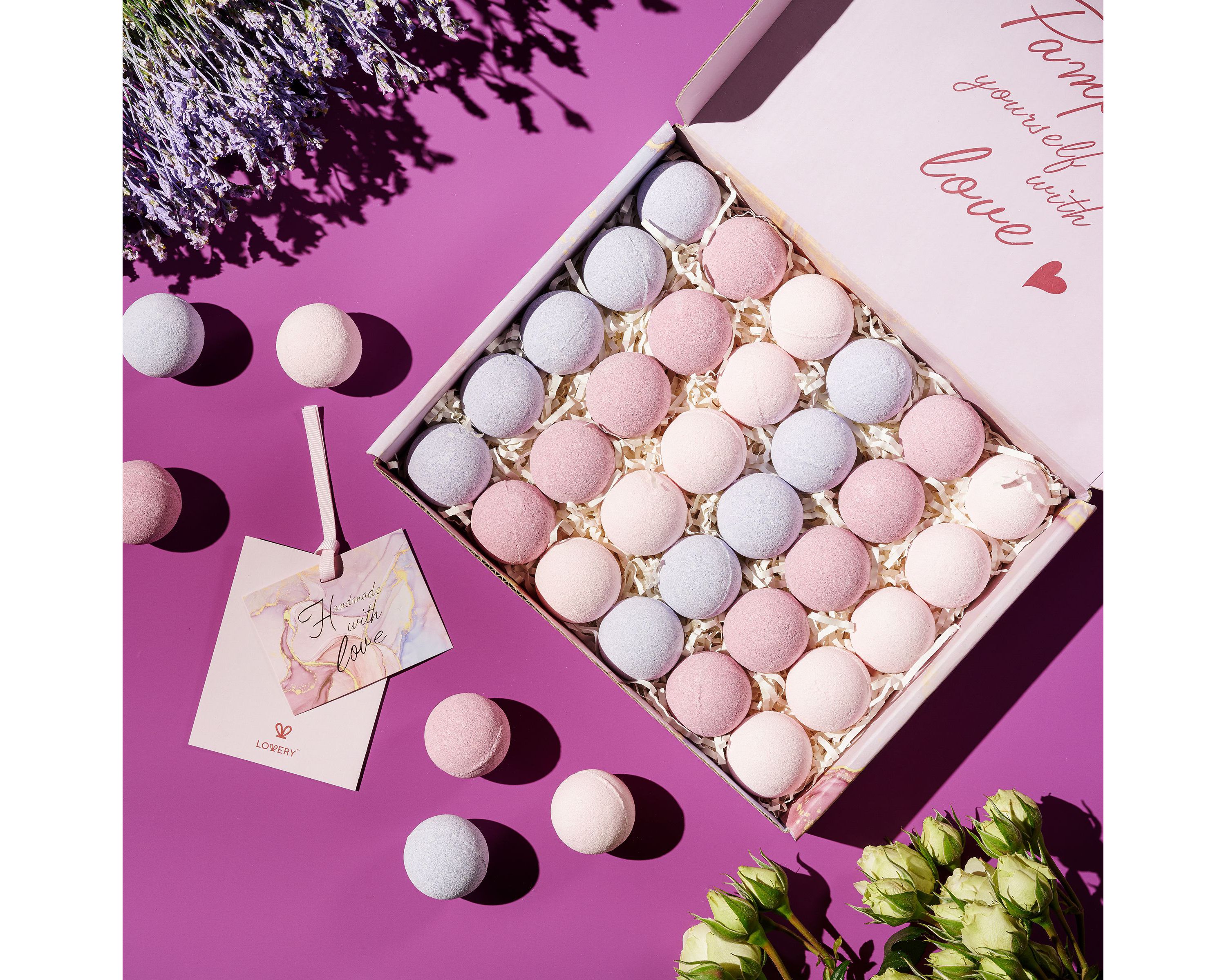 Bath Bombs Gift Set, 30pc Handmade Spa Body Care Balls in Variety Scents