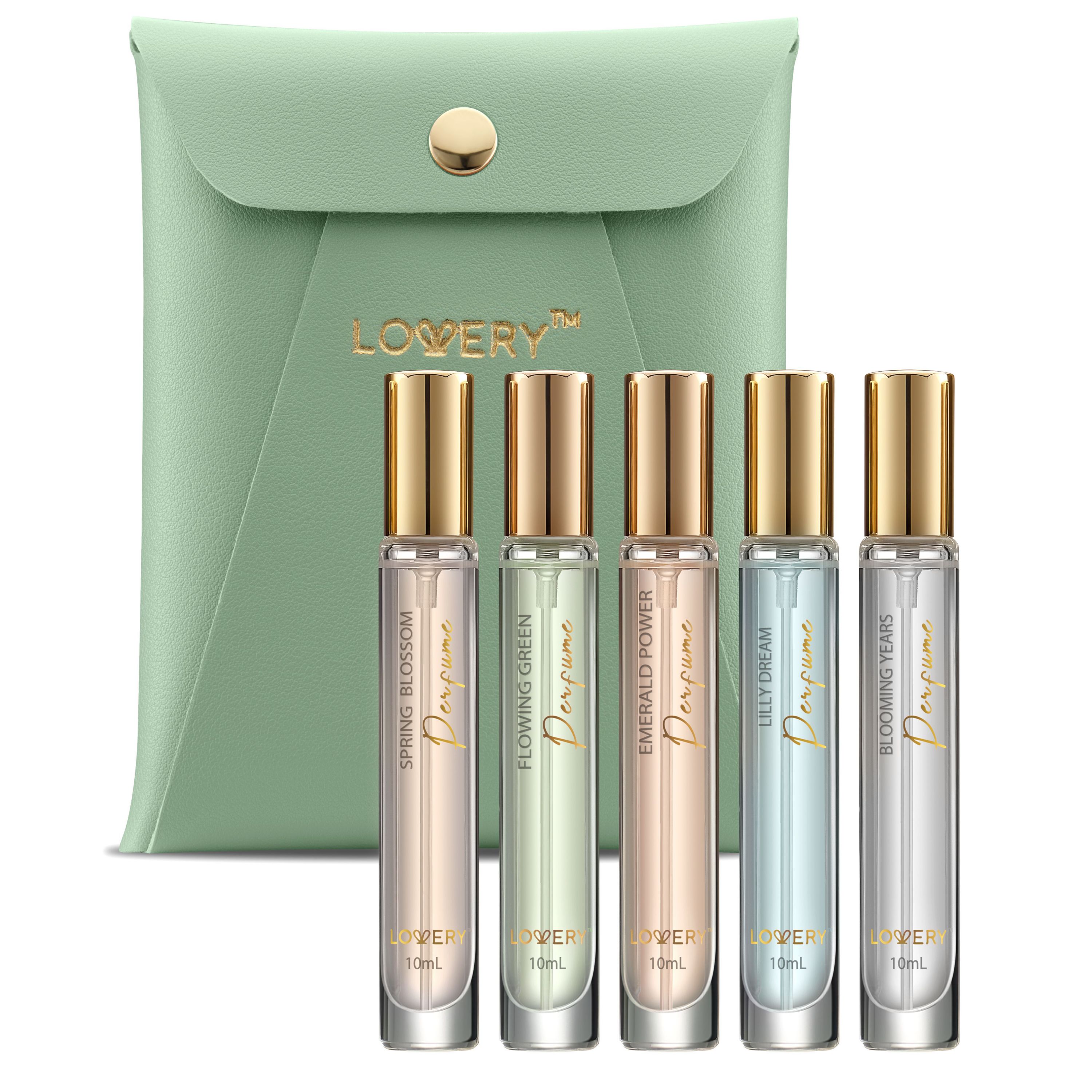 6pc Perfume Set, Floral Scented Eau de Parfum Body Spray with Leather Pouch