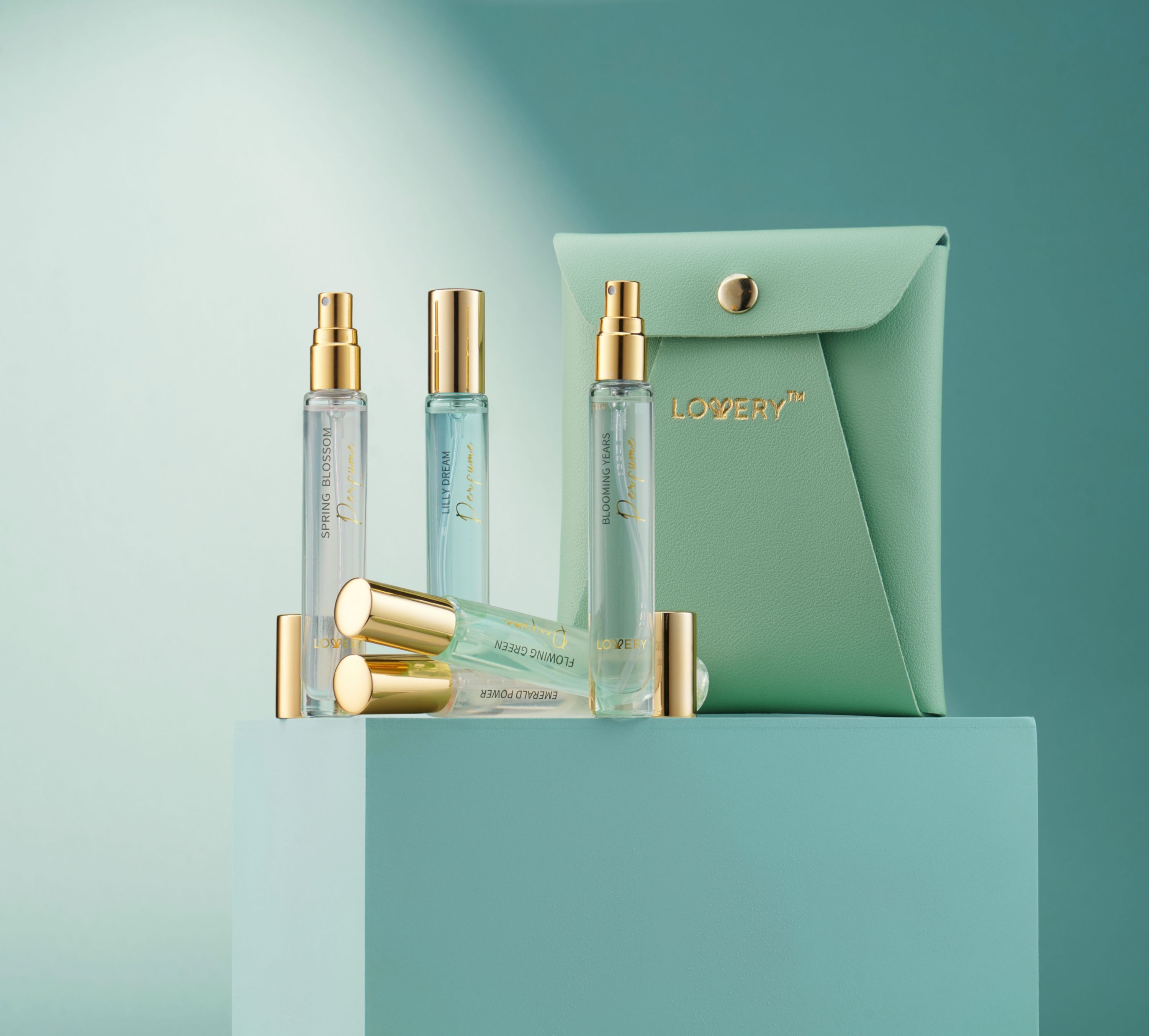 6pc Perfume Set, Floral Scented Eau de Parfum Body Spray with Leather Pouch