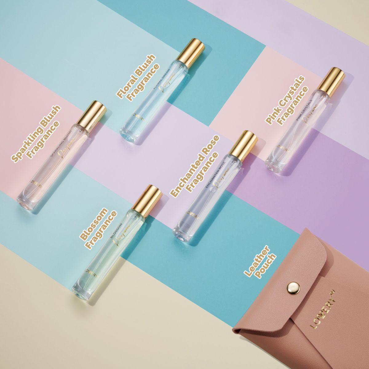 6pc Eau de Parfum Perfumes for Women, Floral Fragrances with Leather Pouch