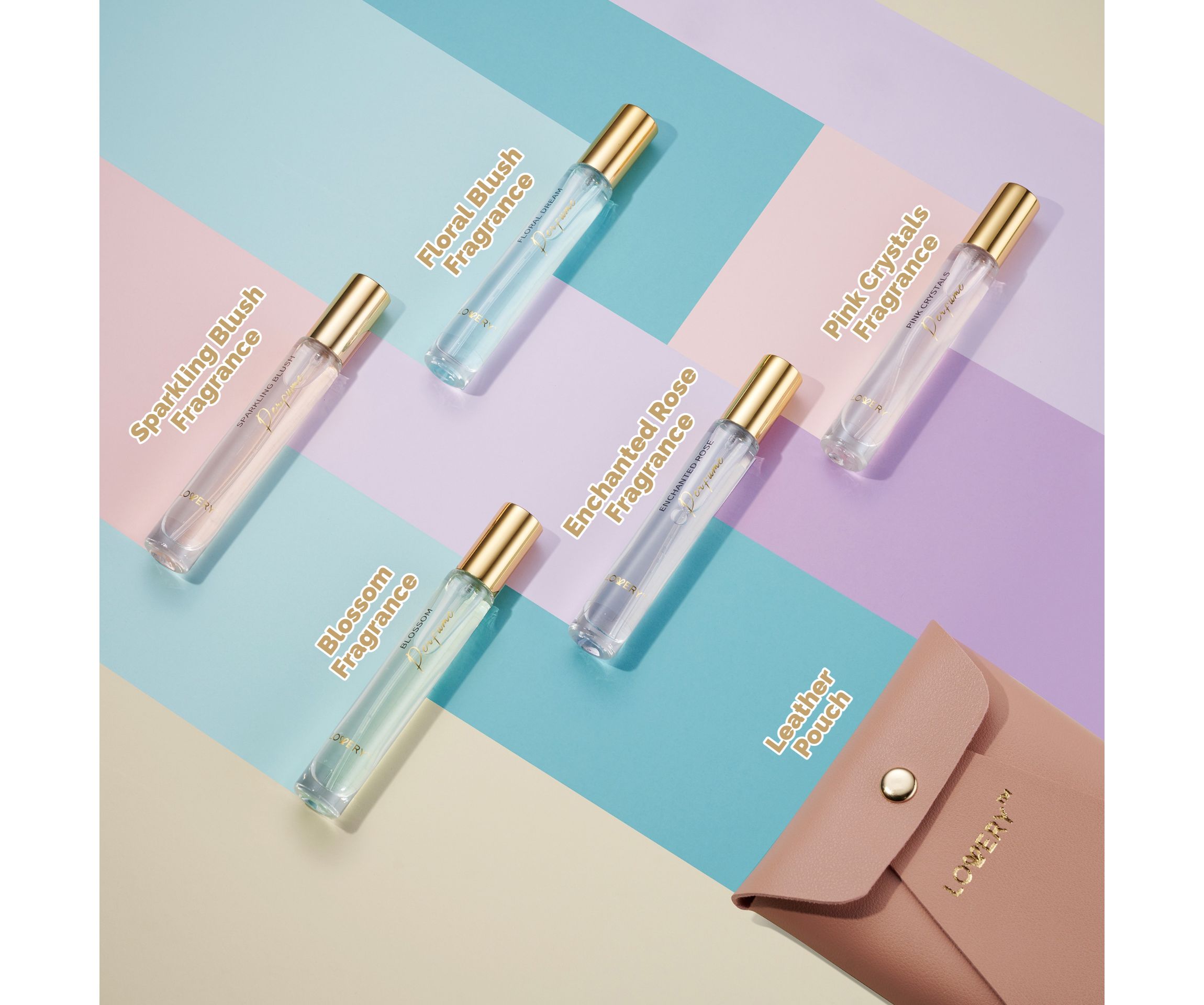6pc Eau de Parfum Perfumes for Women, Floral Fragrances with Leather Pouch