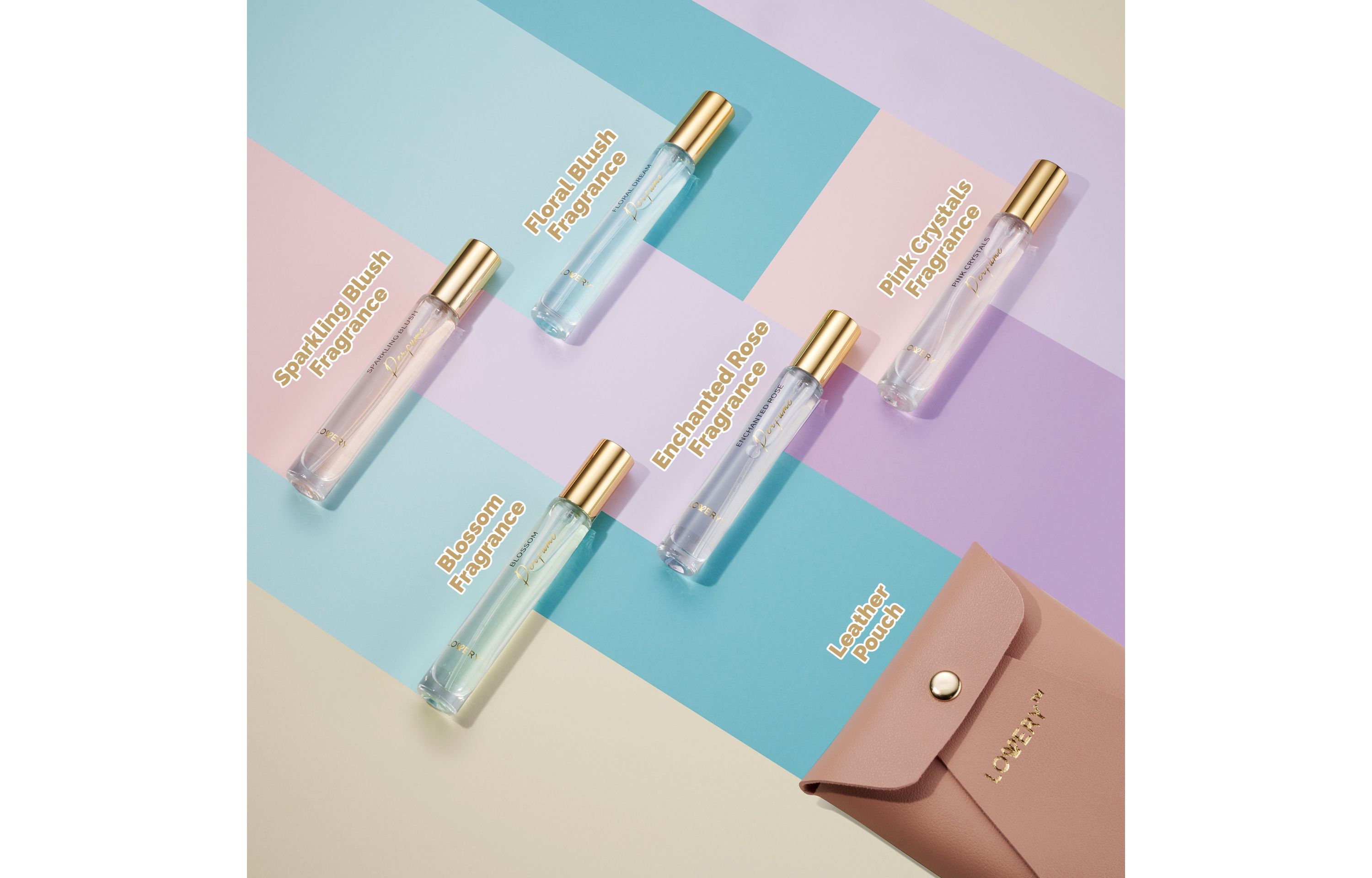 6pc Eau de Parfum Perfumes for Women, Floral Fragrances with Leather Pouch