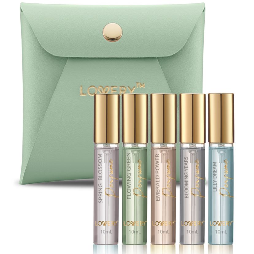 5pc Mini Perfumes for Travel Gifts, Solo Scent and Layering Fragrances with Pouch