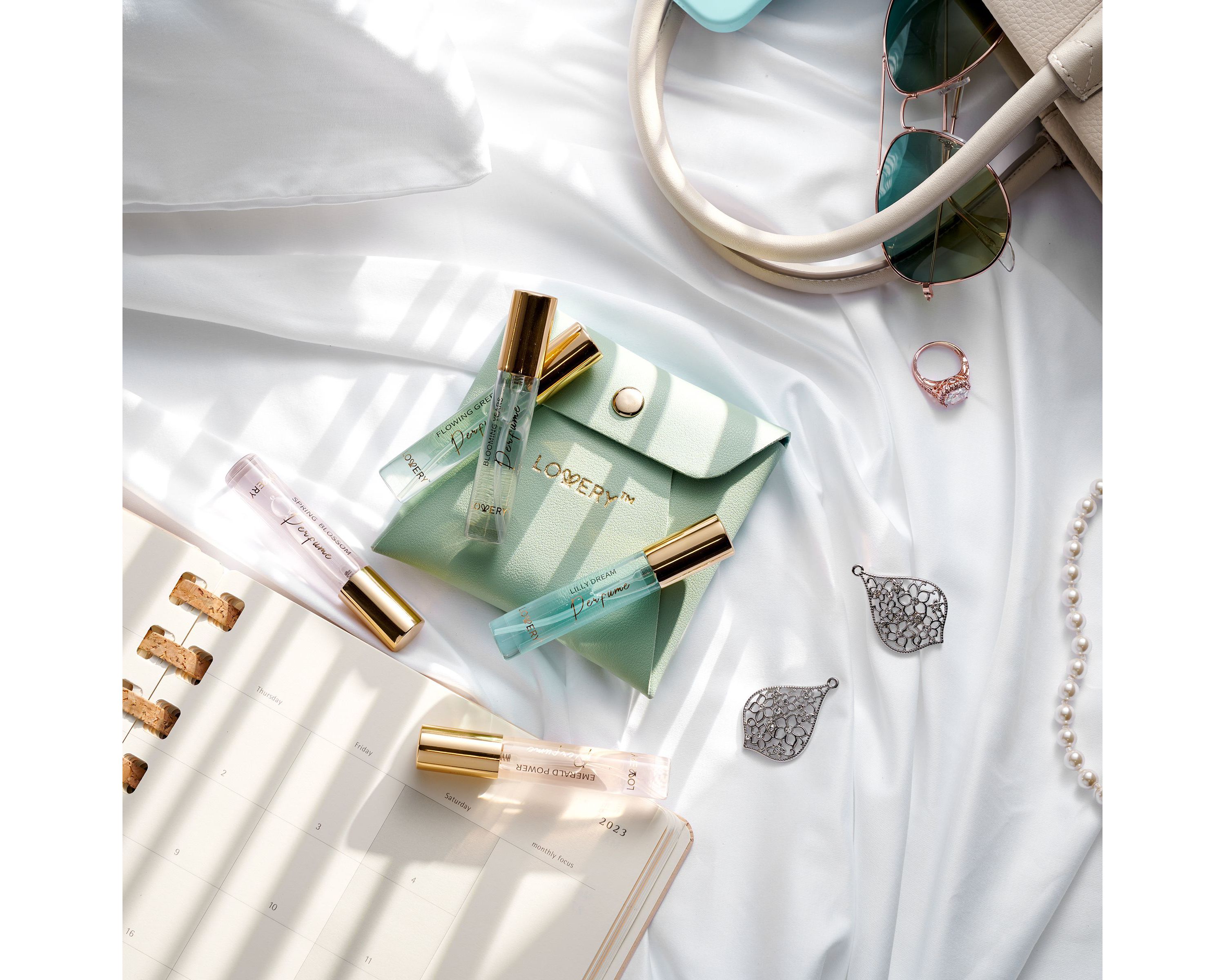 5pc Mini Perfumes for Travel Gifts, Solo Scent and Layering Fragrances with Pouch