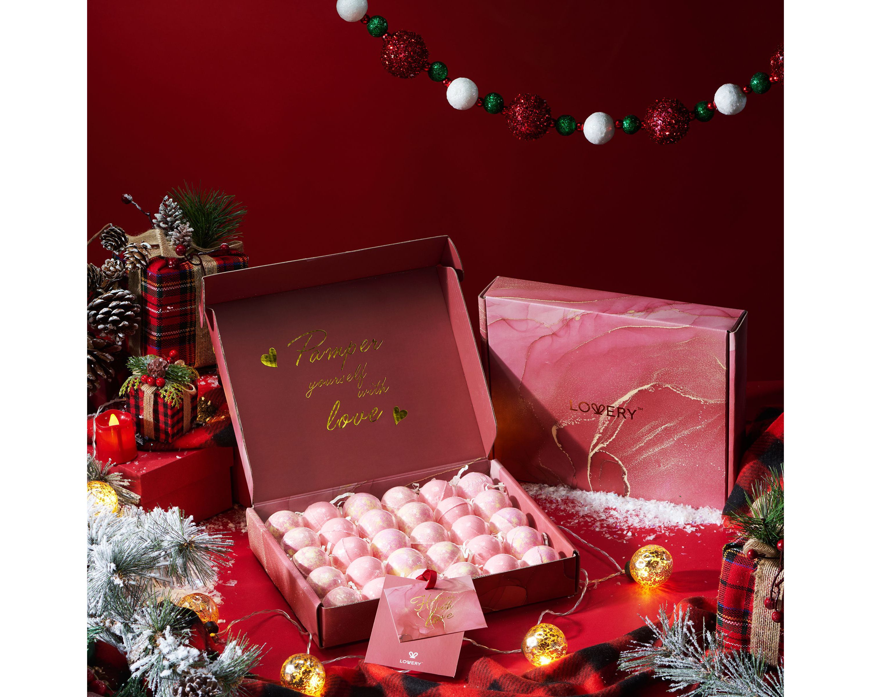 Handmade Bath Bomb Gift Set, 30pc Bubble Bath Fizzy in Rose Petal, Jasmine, Grapefruit Scents