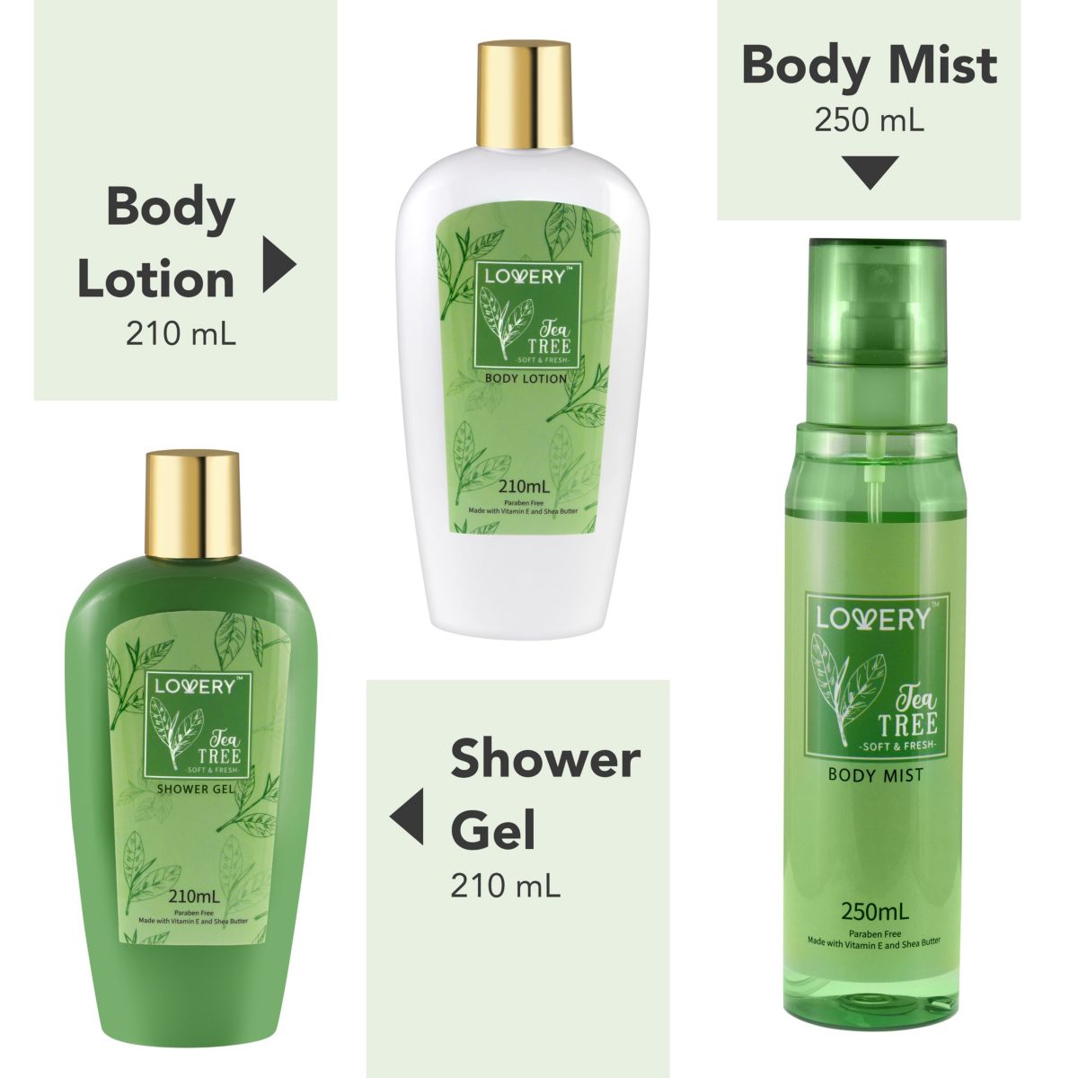 Tea Tree Body Care Set - 3Pc Bath and Body Kit