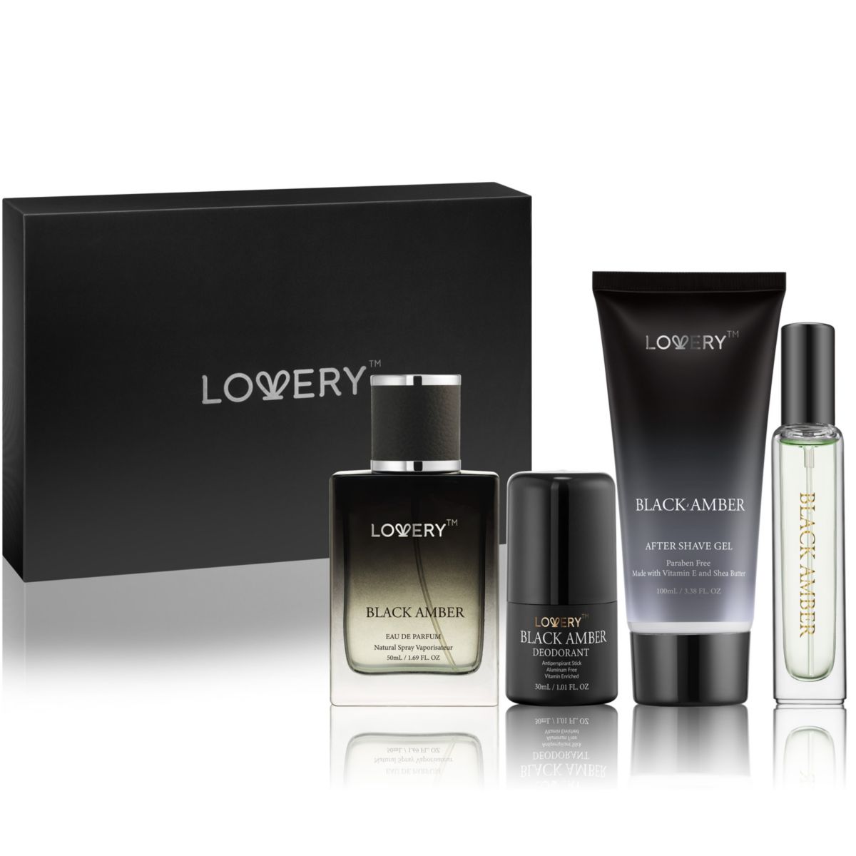 5-Pc. Black Amber Bath & Body Gift Set - Cologne, Shave Gel, Deodorant & More
