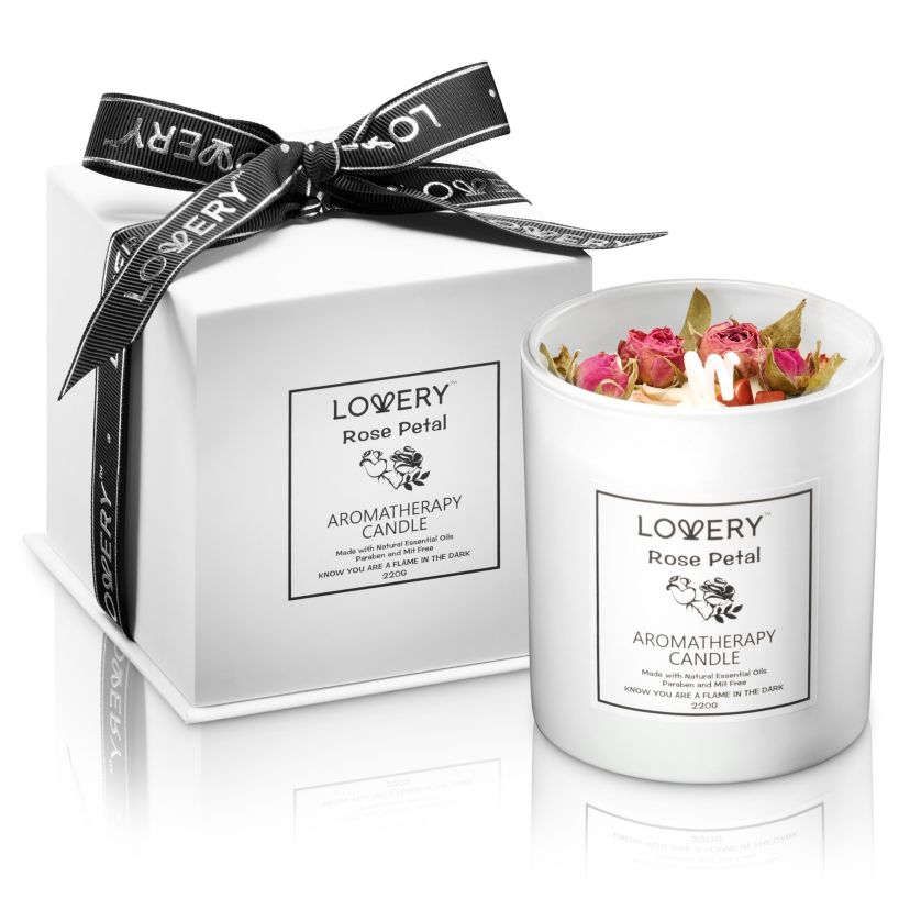 Rose Home Candle, 8oz Luxury Aromatherapy Scented Candle Gift Set