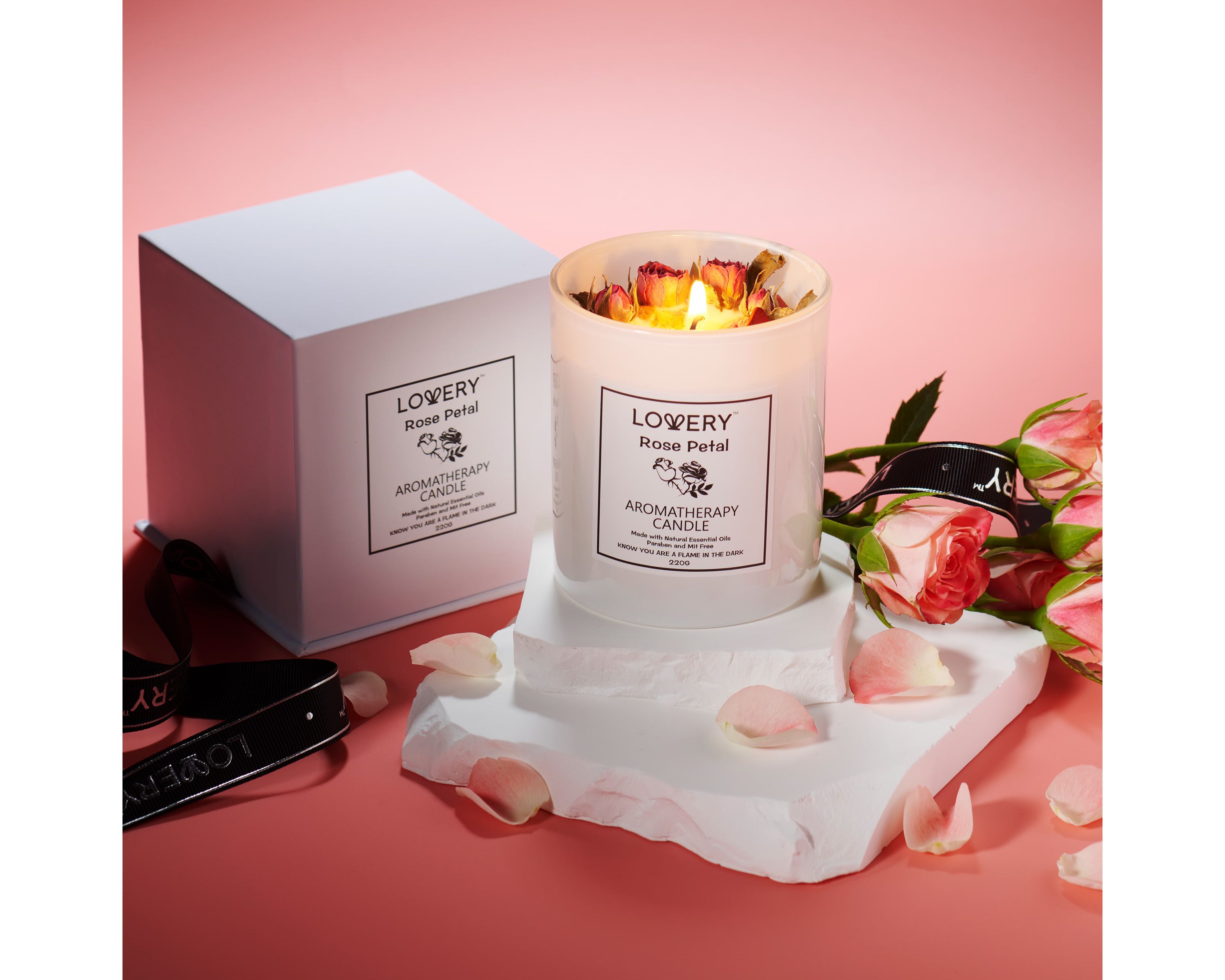 Rose Home Candle, 8oz Luxury Aromatherapy Scented Candle Gift Set
