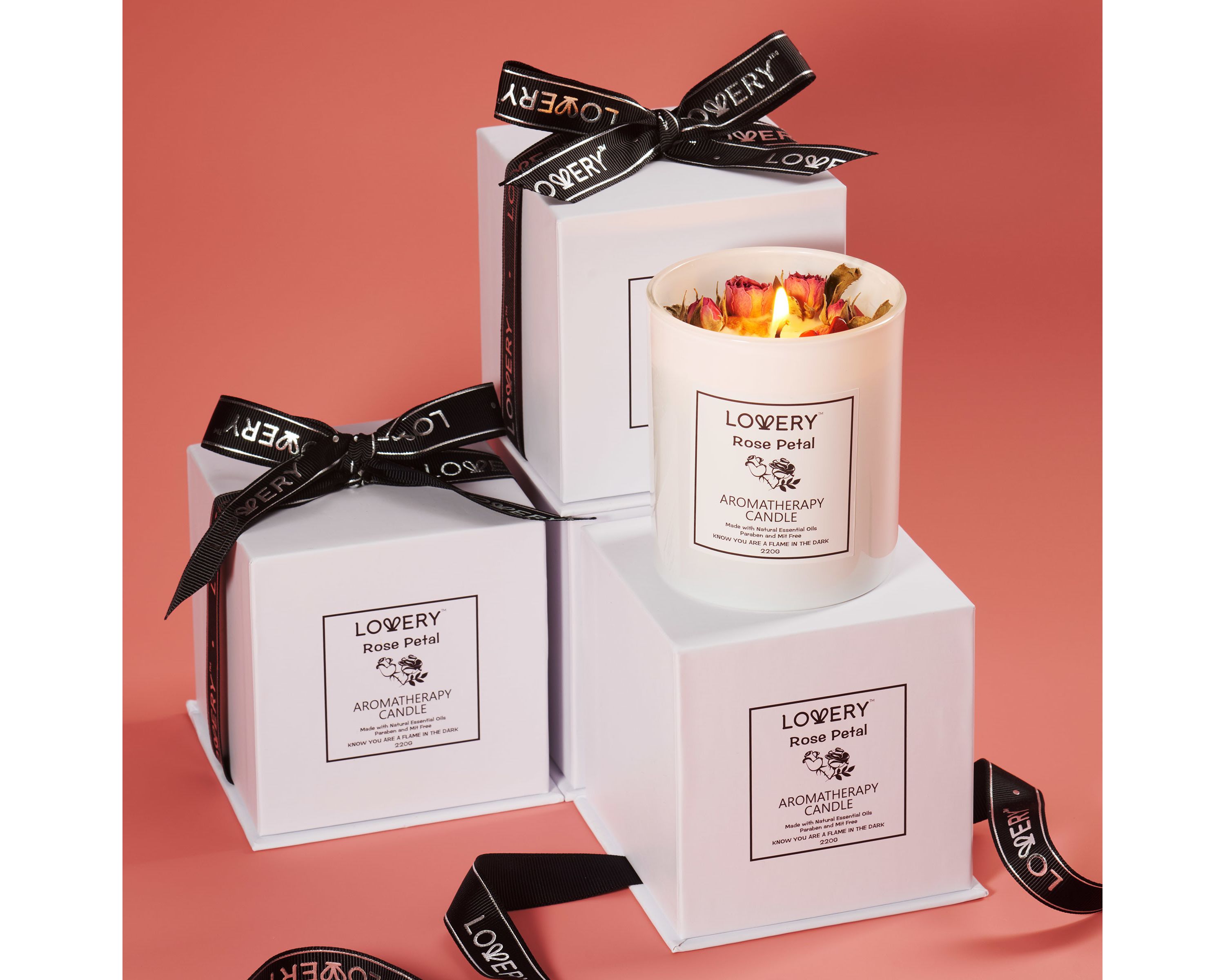 Rose Home Candle, 8oz Luxury Aromatherapy Scented Candle Gift Set