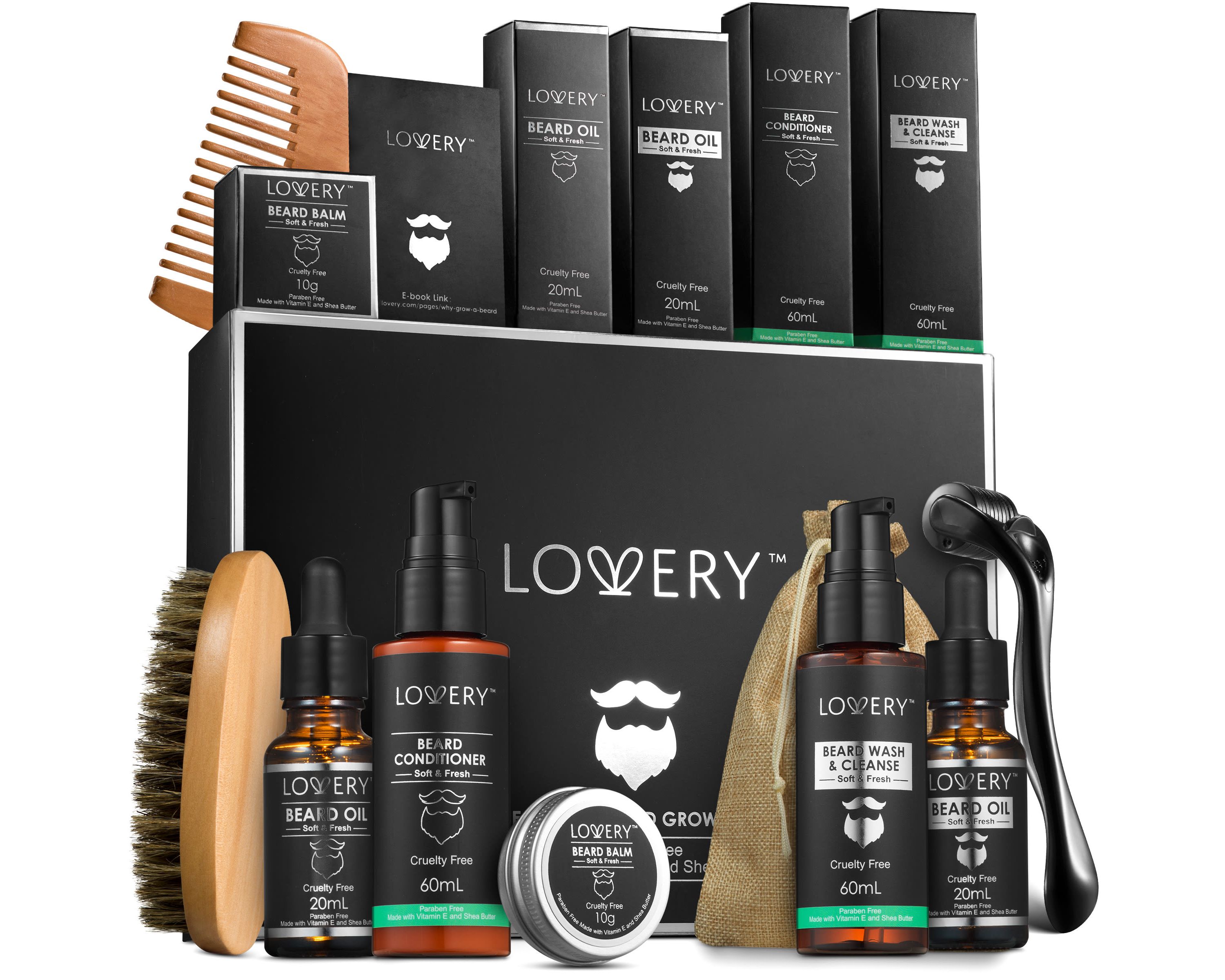 Mens 12-Pc. Beard Grooming & Growth Kit, Beard Trimming Gift Set
