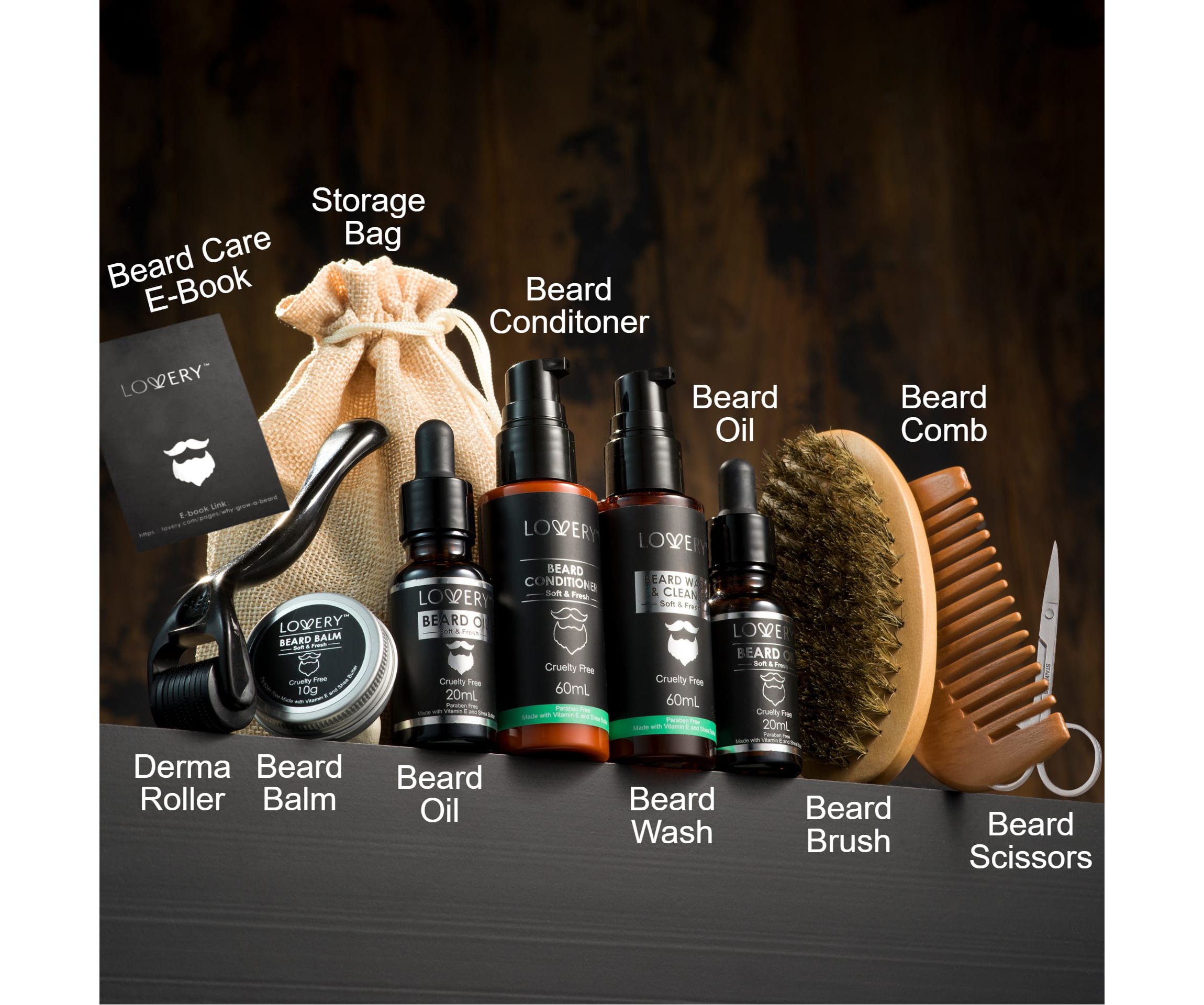 Mens 12-Pc. Beard Grooming & Growth Kit, Beard Trimming Gift Set