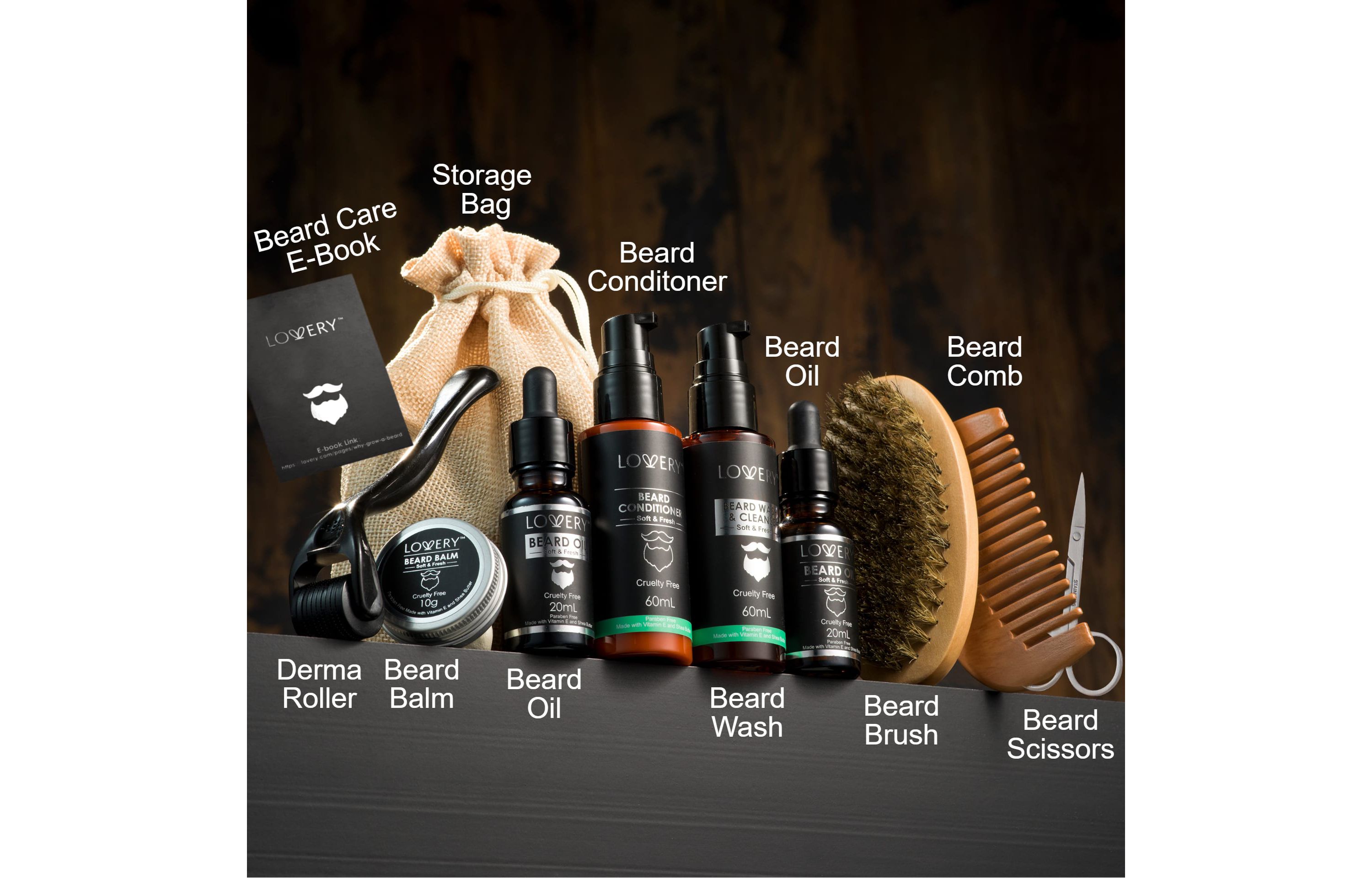 Mens 12-Pc. Beard Grooming & Growth Kit, Beard Trimming Gift Set