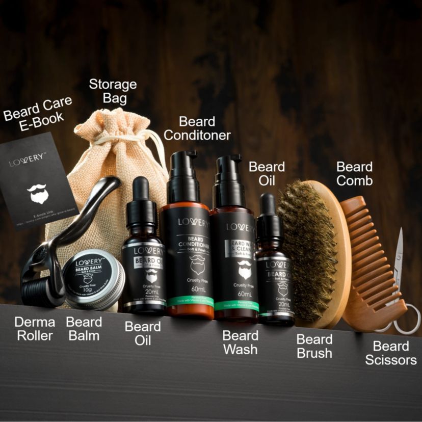 Mens 12-Pc. Beard Grooming & Growth Kit, Beard Trimming Gift Set