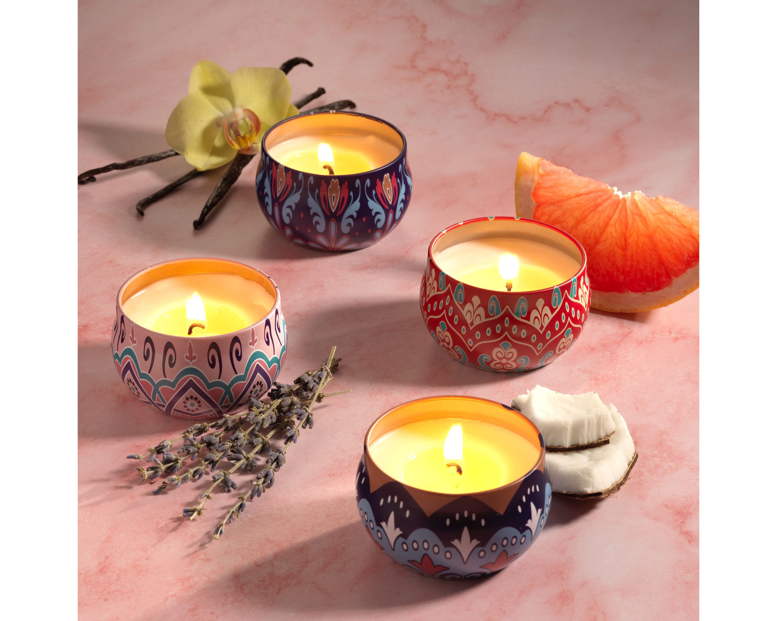 4-Pc. Travel Candle Gift Set - Coconut, Vanilla, Lavender, Citrus Scents