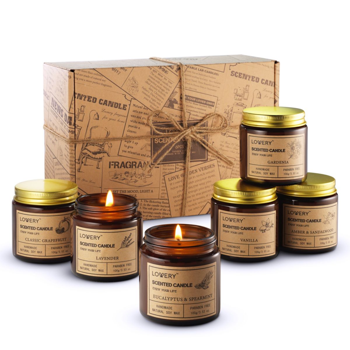 6-Pc. Scented Candle Gift Set - Luxury Aromatherapy Home Soy Candles
