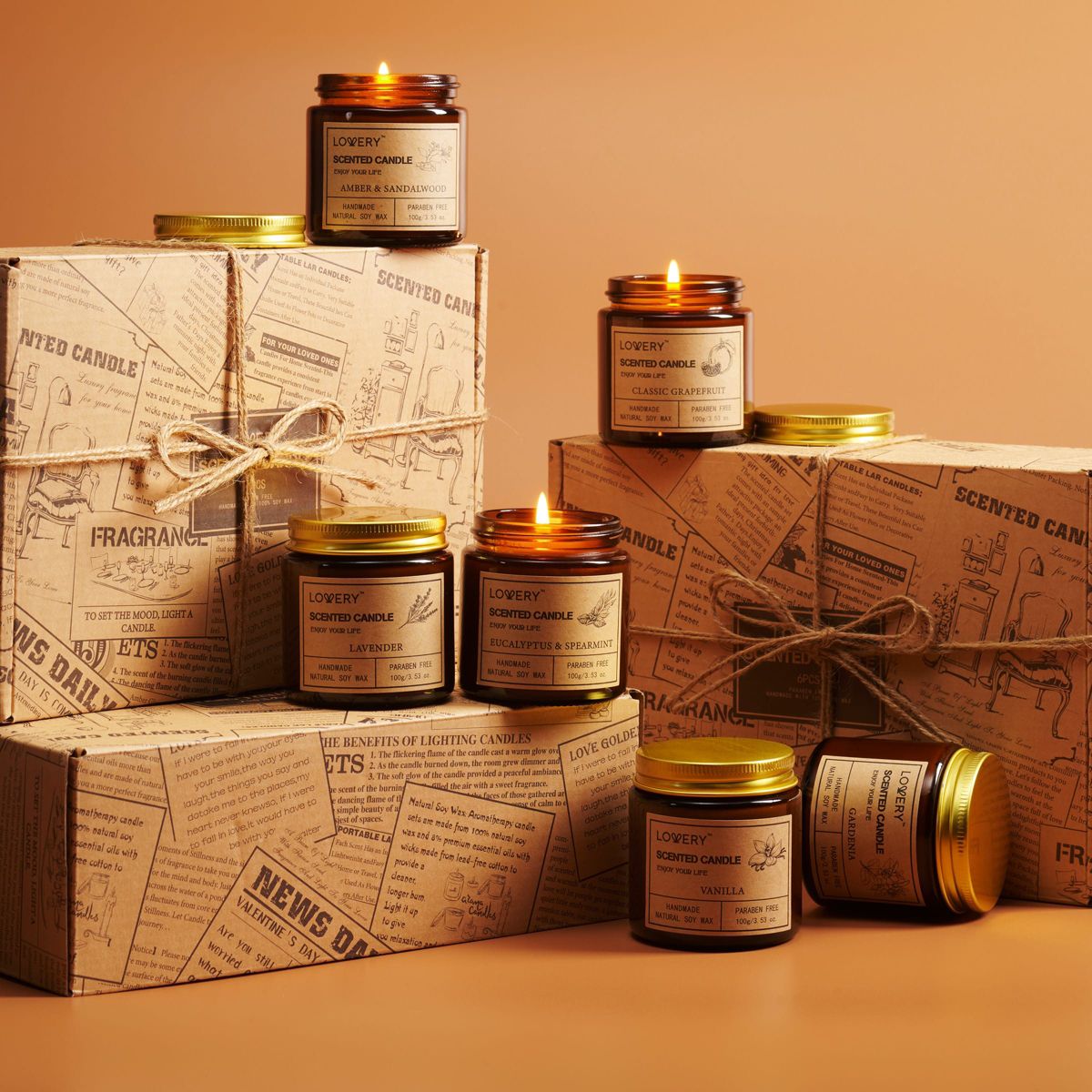 6-Pc. Scented Candle Gift Set - Luxury Aromatherapy Home Soy Candles