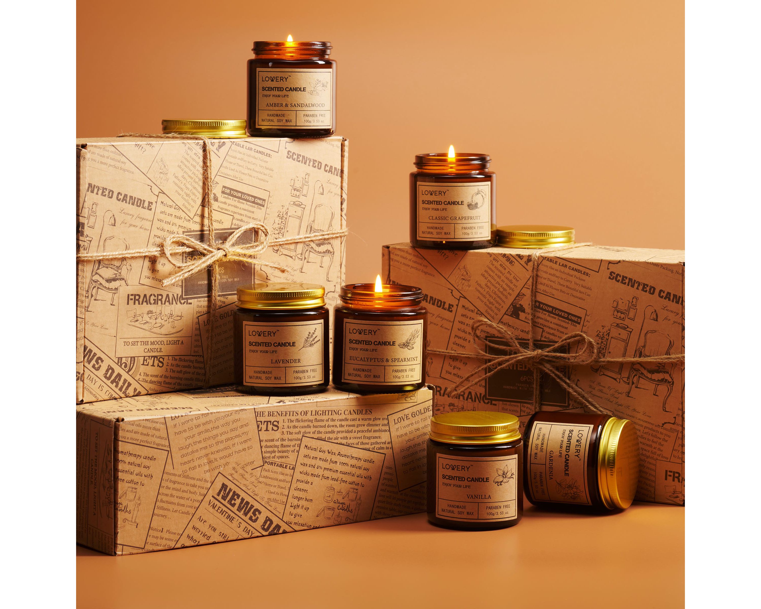 6-Pc. Scented Candle Gift Set - Luxury Aromatherapy Home Soy Candles