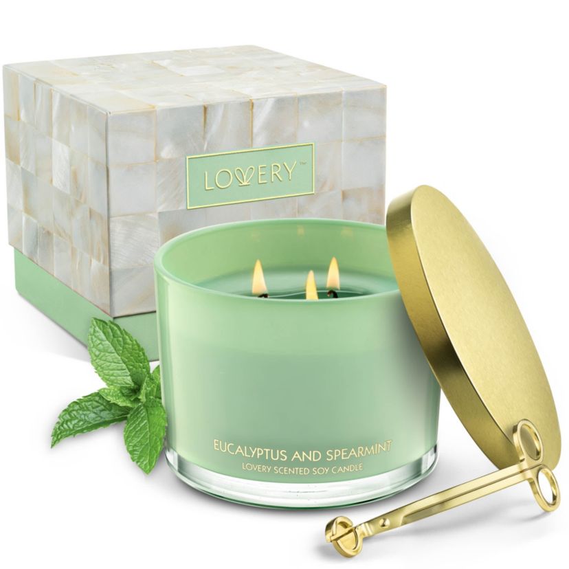Eucalyptus & Spearmint Home Candle Gift Set & Wax Trimmer, 2-Pc. Soy Candles