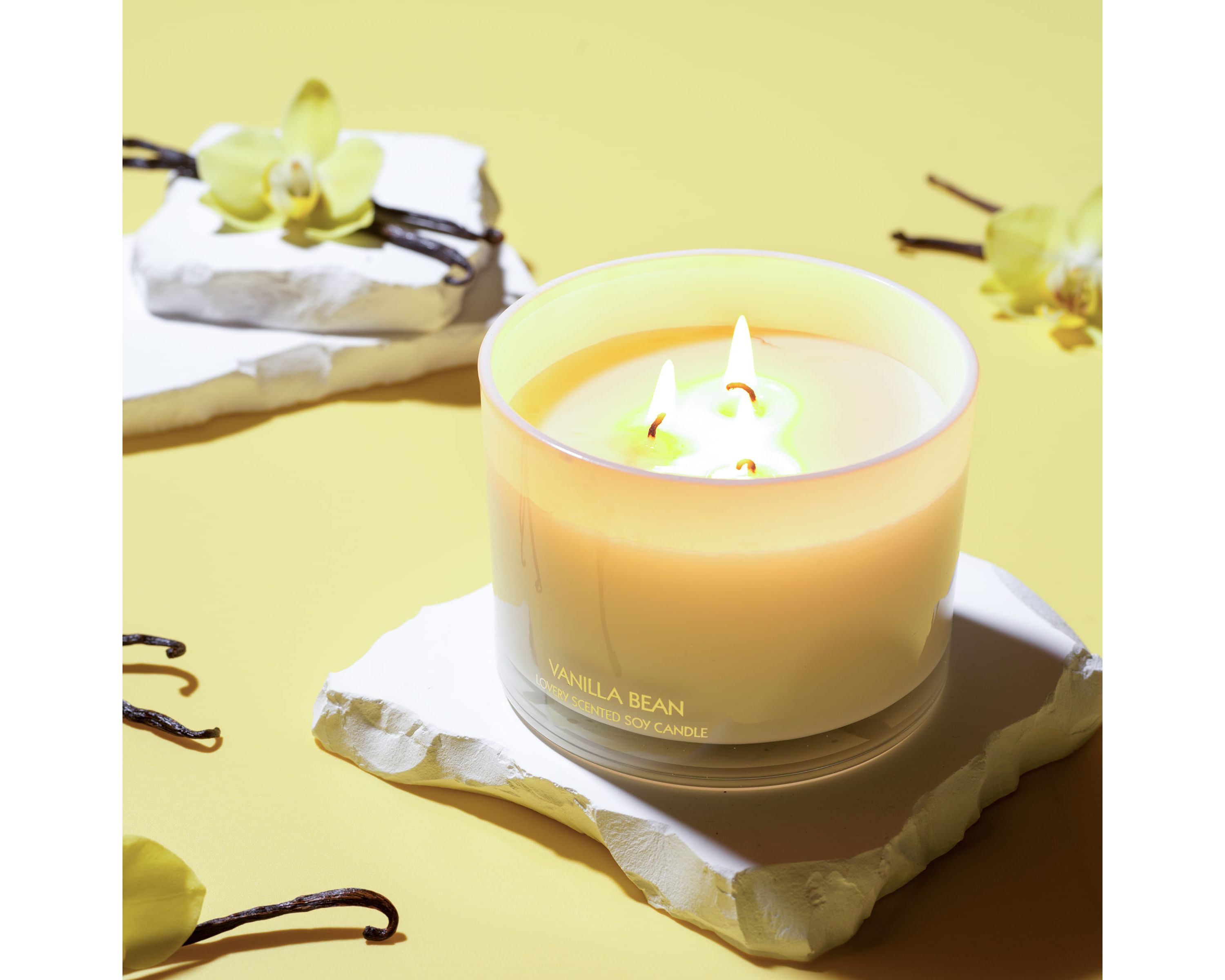 Vanilla Bean Home Candle Gift Set, 3 Wick Deluxe Soy Candles, 13oz