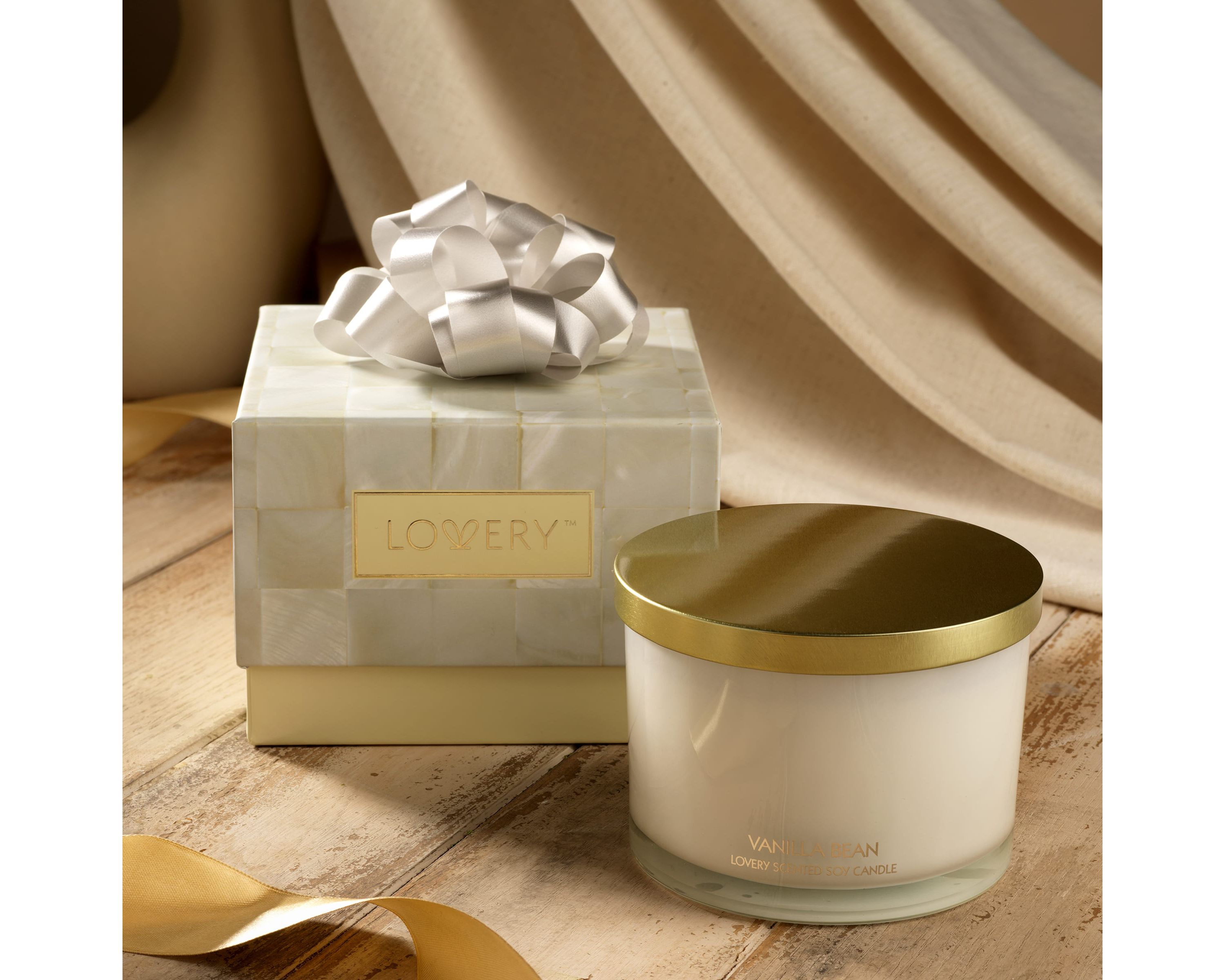 Vanilla Bean Home Candle Gift Set, 3 Wick Deluxe Soy Candles, 13oz