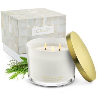 Lovery Deluxe White Tea & Sage Candle Gift Set, 3 Wick Aromatherapy ...