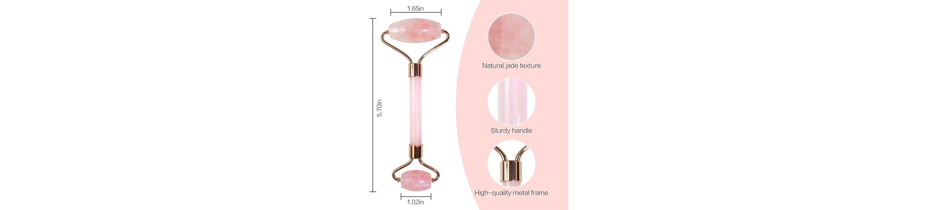 3 Pack of Rose Quartz Facial Roller, Jade Beauty Roller and Opal Anti-Aging Roller