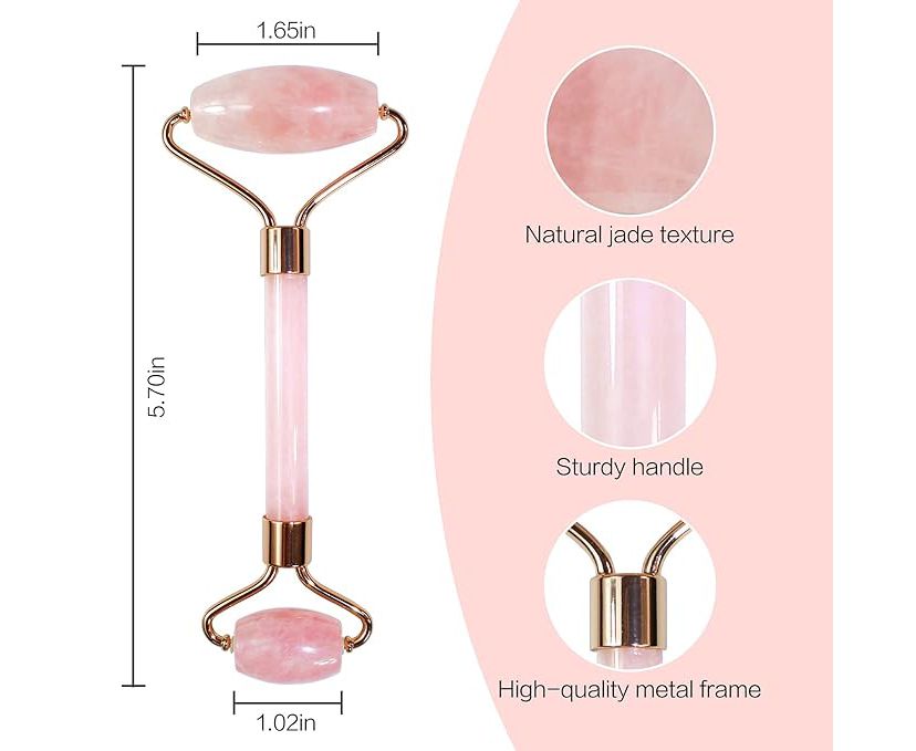3 Pack of Rose Quartz Facial Roller, Jade Beauty Roller and Opal Anti-Aging Roller