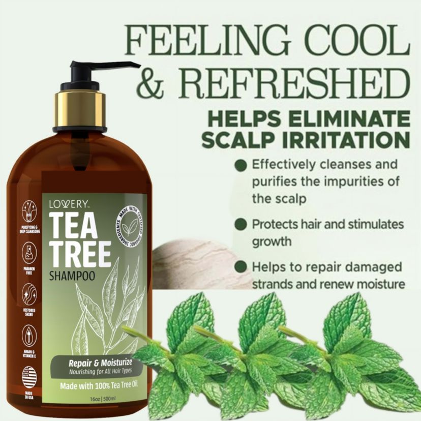 Tea Tree Shampoo, Made in USA, 16 oz.