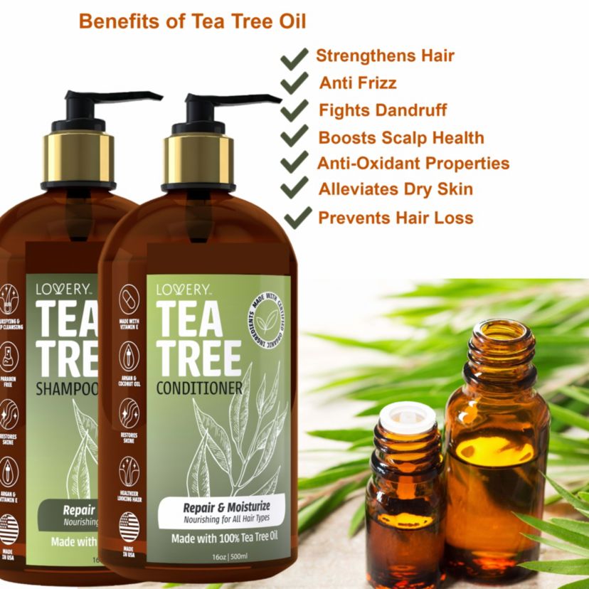 Tea Tree Shampoo and Conditioner Gift Set, Made in USA, 32 oz.