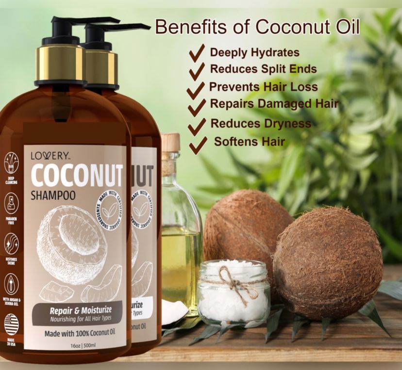 Coconut Shampoo and Conditioner Gift Set, Made in USA, 32 oz.