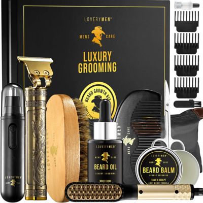 Lovery LoveryMen Beard Grooming Kit - 15pc Luxury Beard Care, Gold
