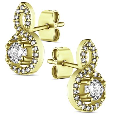 14K Gold Plated Earring with CZ Stones, Pouch, Bath Bomb & Gift Box