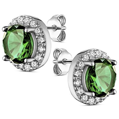 Sterling Silver Emerald Stud Earring with Pouch, Bath Bomb & Gift Box
