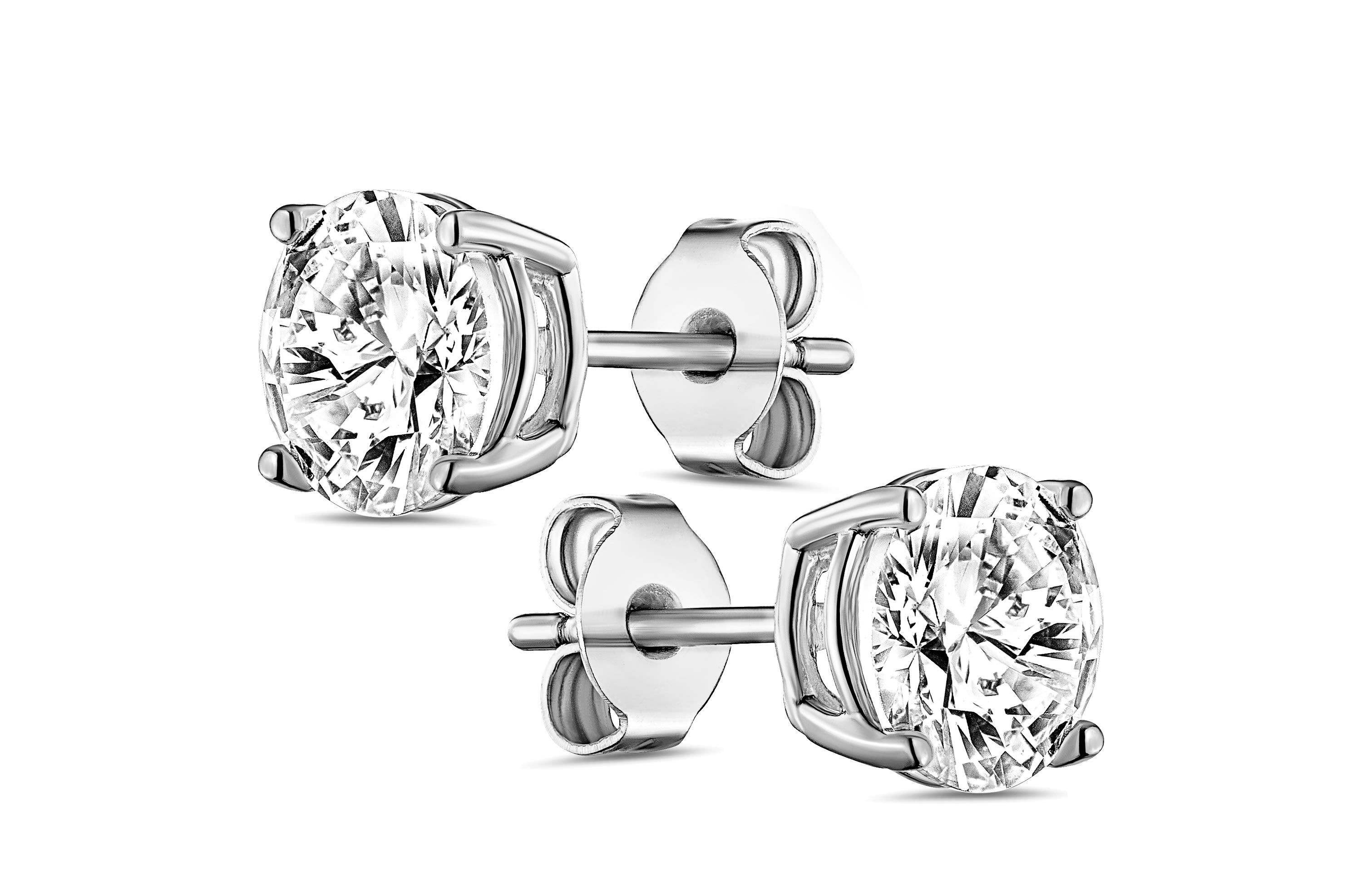 Sterling Silver Solitaire CZ Stone Earring with Pouch, Bath Bomb & Gift Box