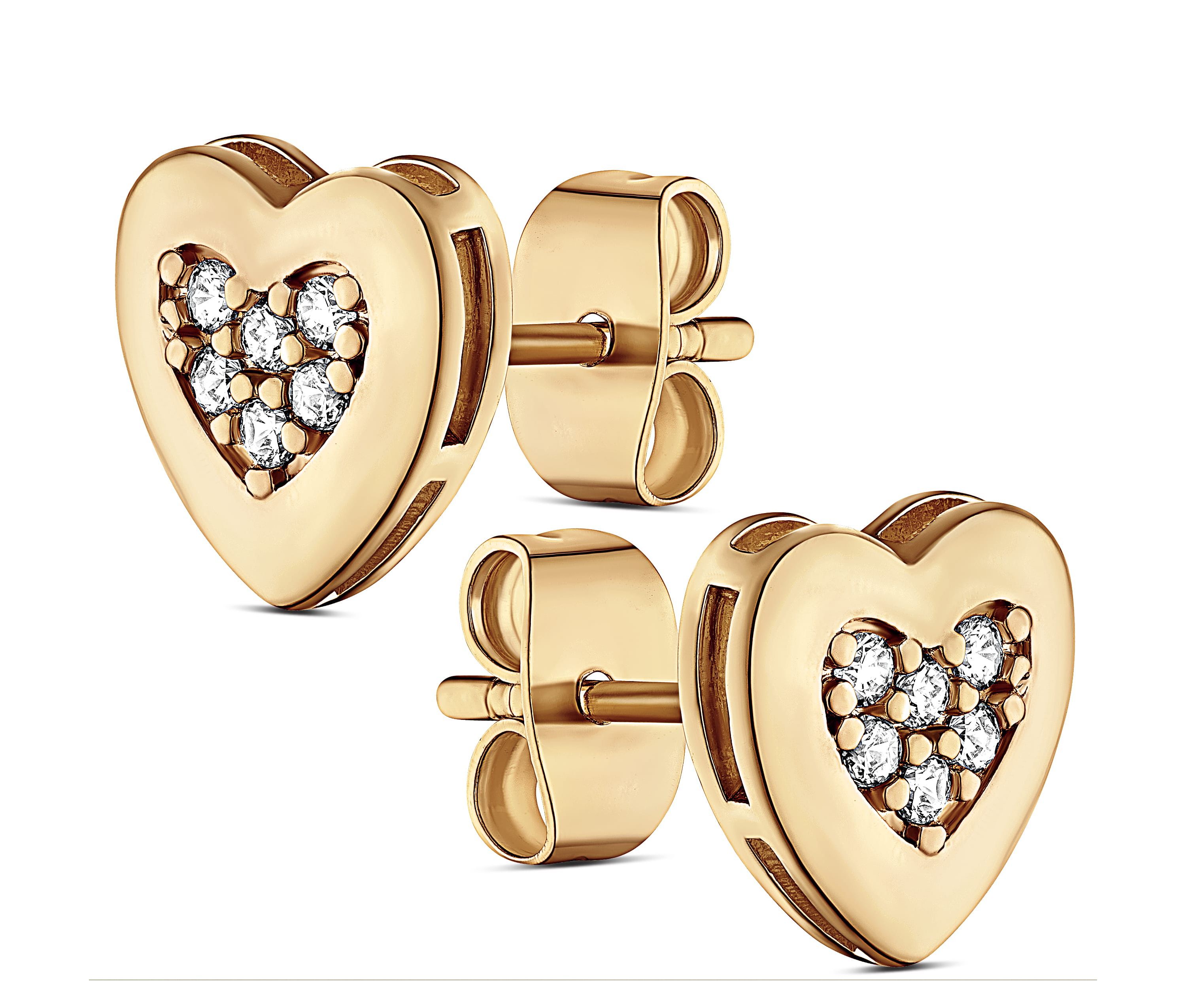 14K Rose Gold Plated Heart Earring with CZ Stones, Pouch, Bath Bomb & Gift Box