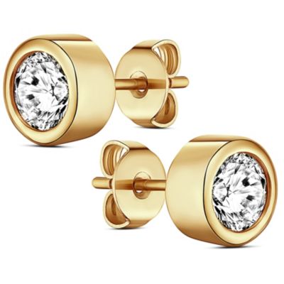 14K Rose Gold Plated Bezel Synthetic Diamond Earring with Pouch, Bath Bomb & Gift Box