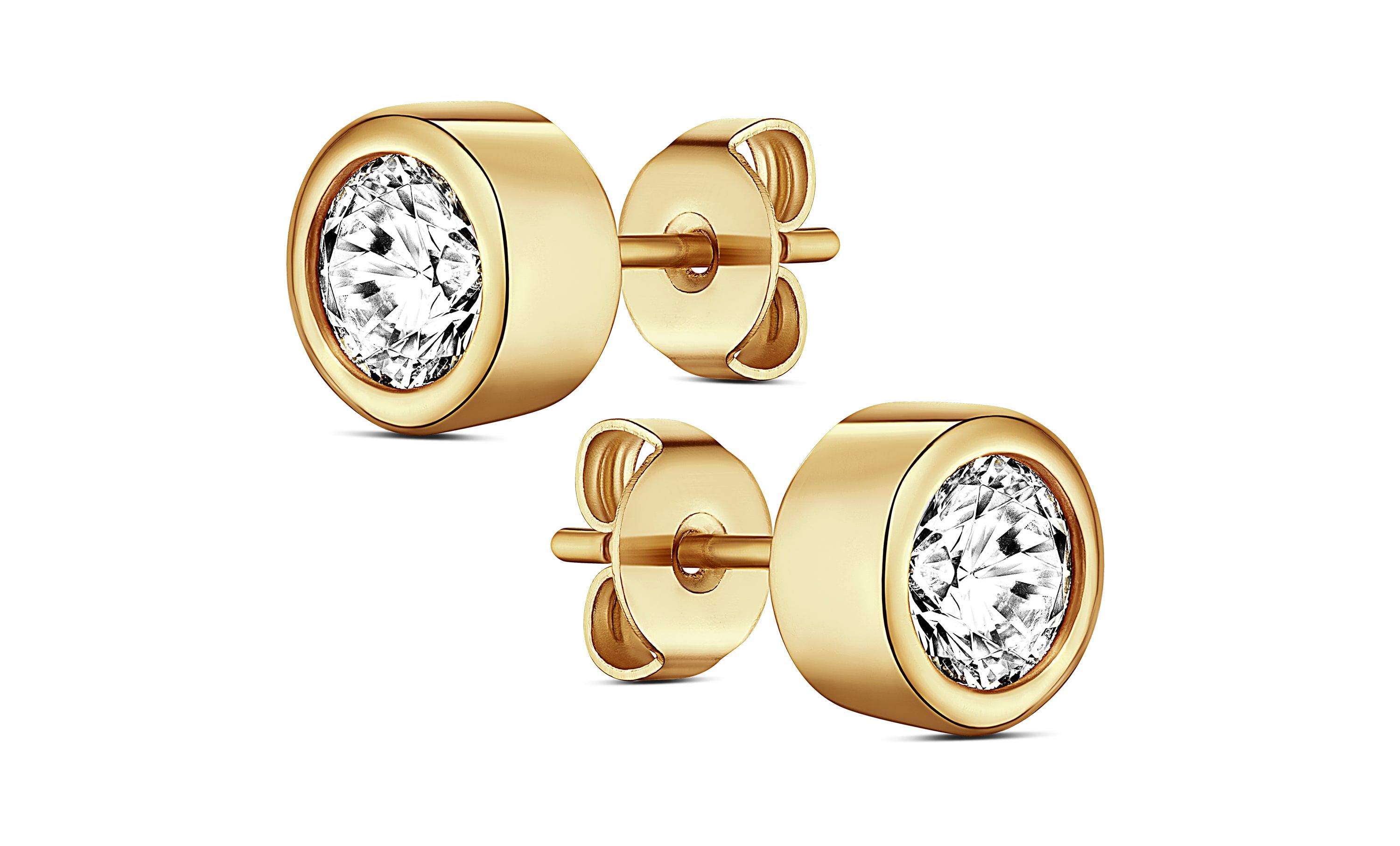 14K Rose Gold Plated Bezel Synthetic Diamond Earring with Pouch, Bath Bomb & Gift Box