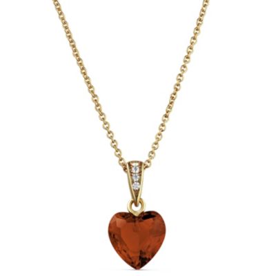 14K Gold Plated Ruby Stone Heart Pendant & Necklace Chain with Pouch, Bath Bomb & Gift Box