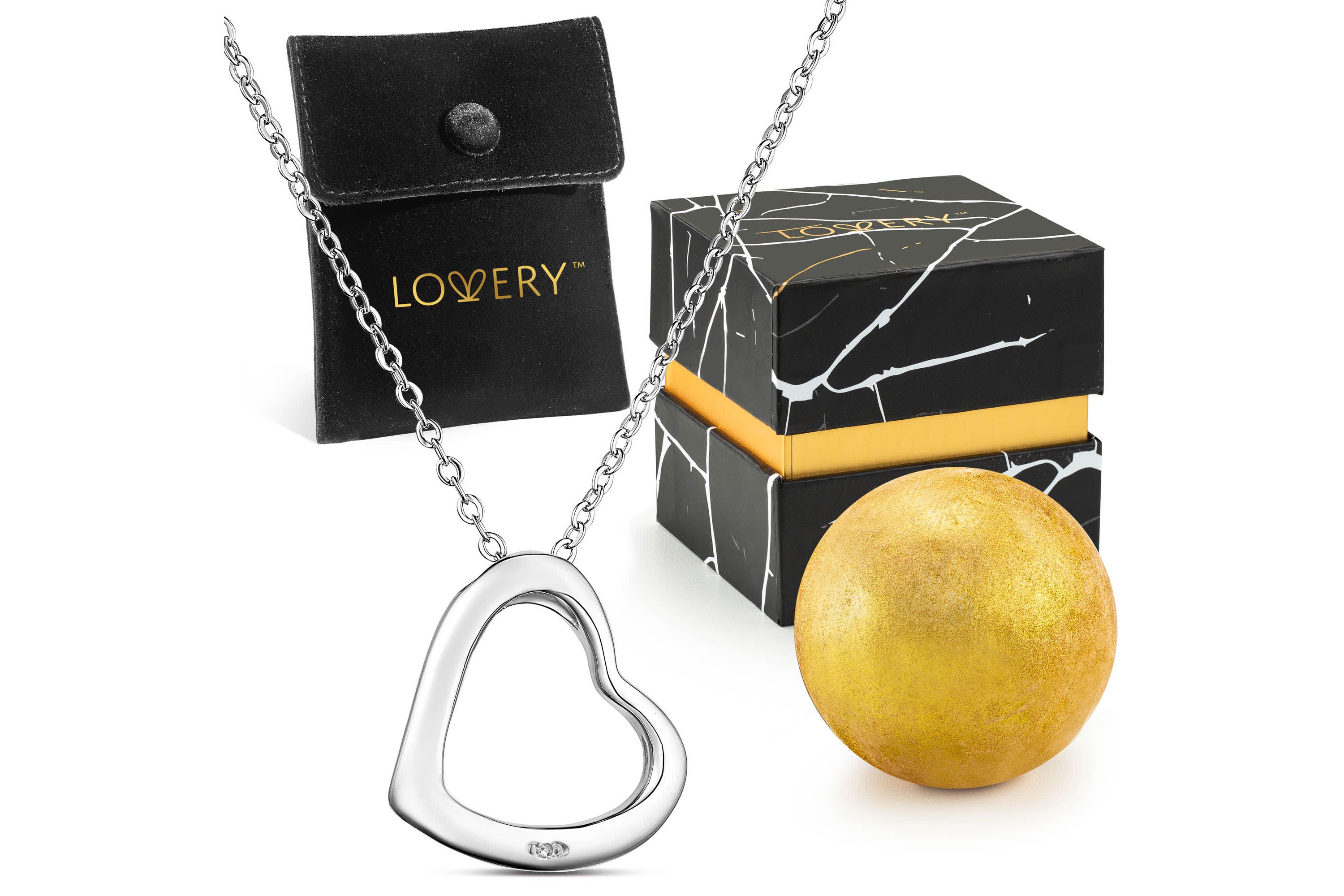 Sterling Silver Heart Pendant Necklace with Pouch, Bath Bomb, & Gift Box