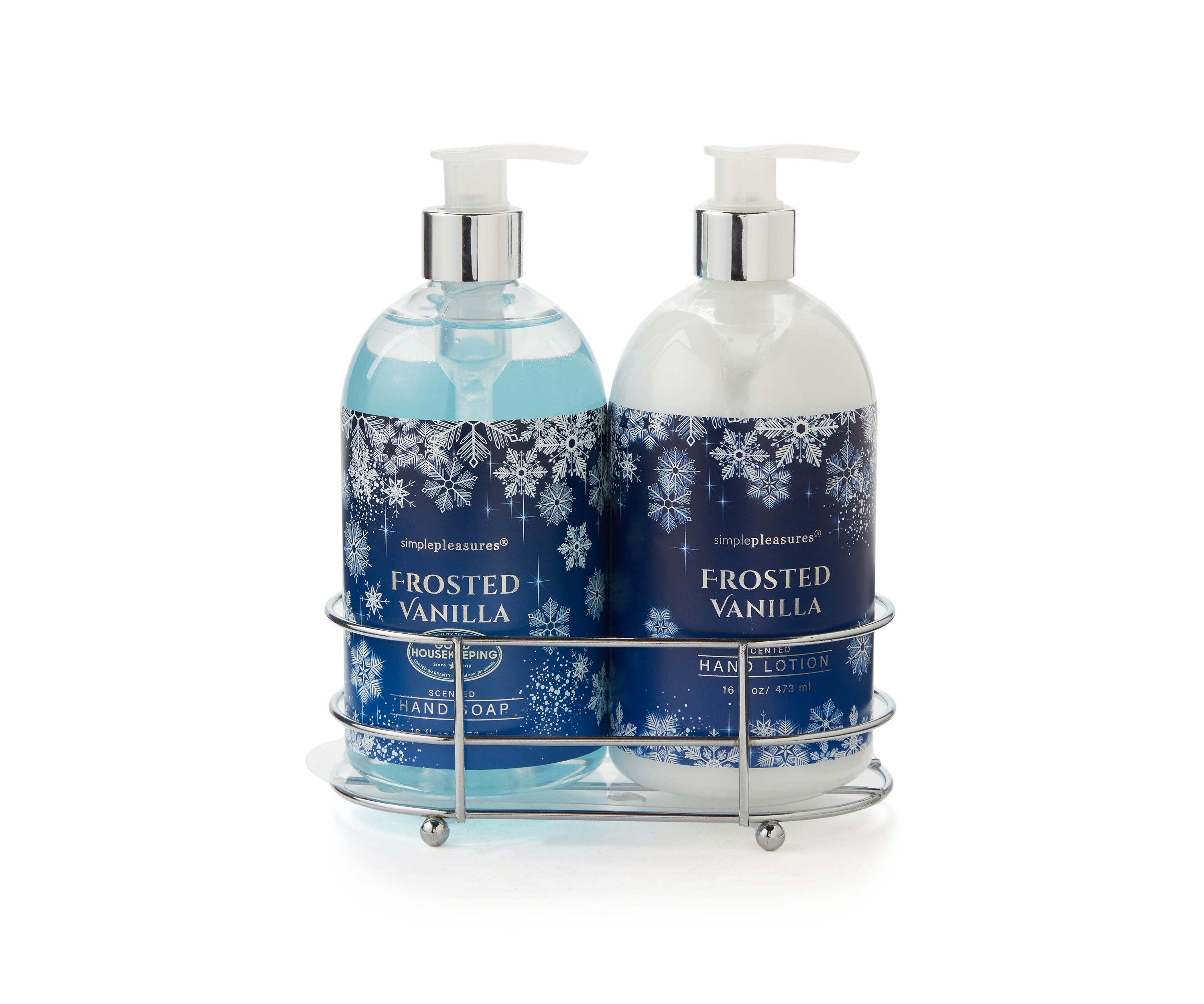 Wire Caddy Frosted Vanilla Hand Soap and Hand Lotion Set