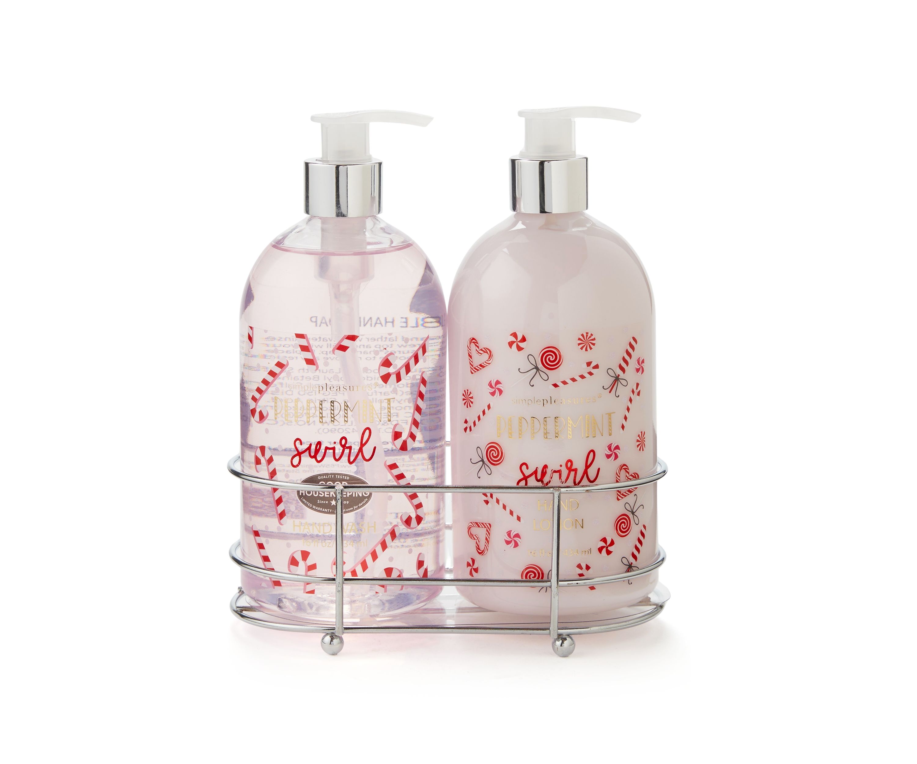 Wire Caddy Peppermint Swirl Hand Wash and Hand Lotion Set