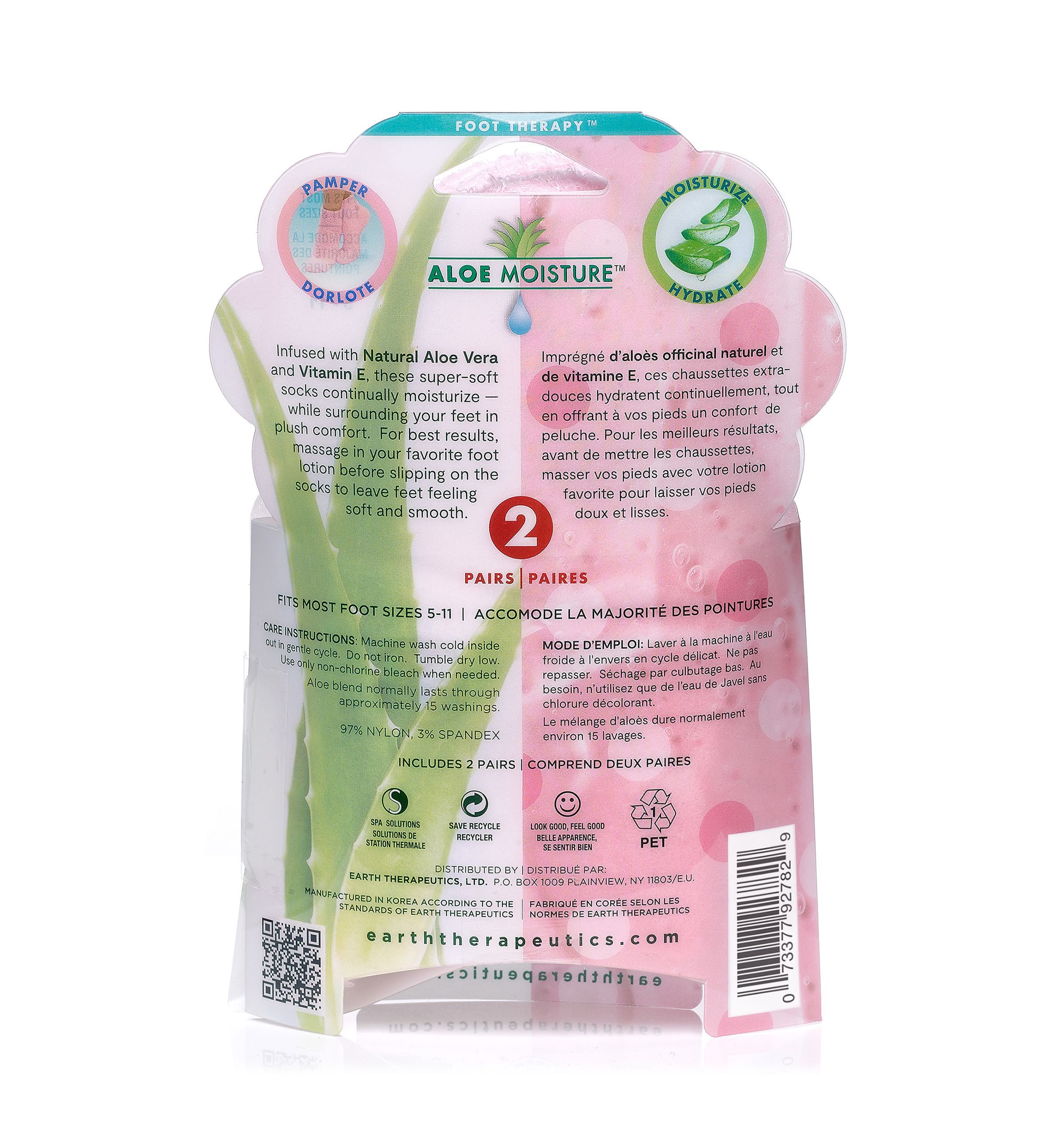 Luxury Aloe Moisture Sock 2 Pack - Pink Polka Dot