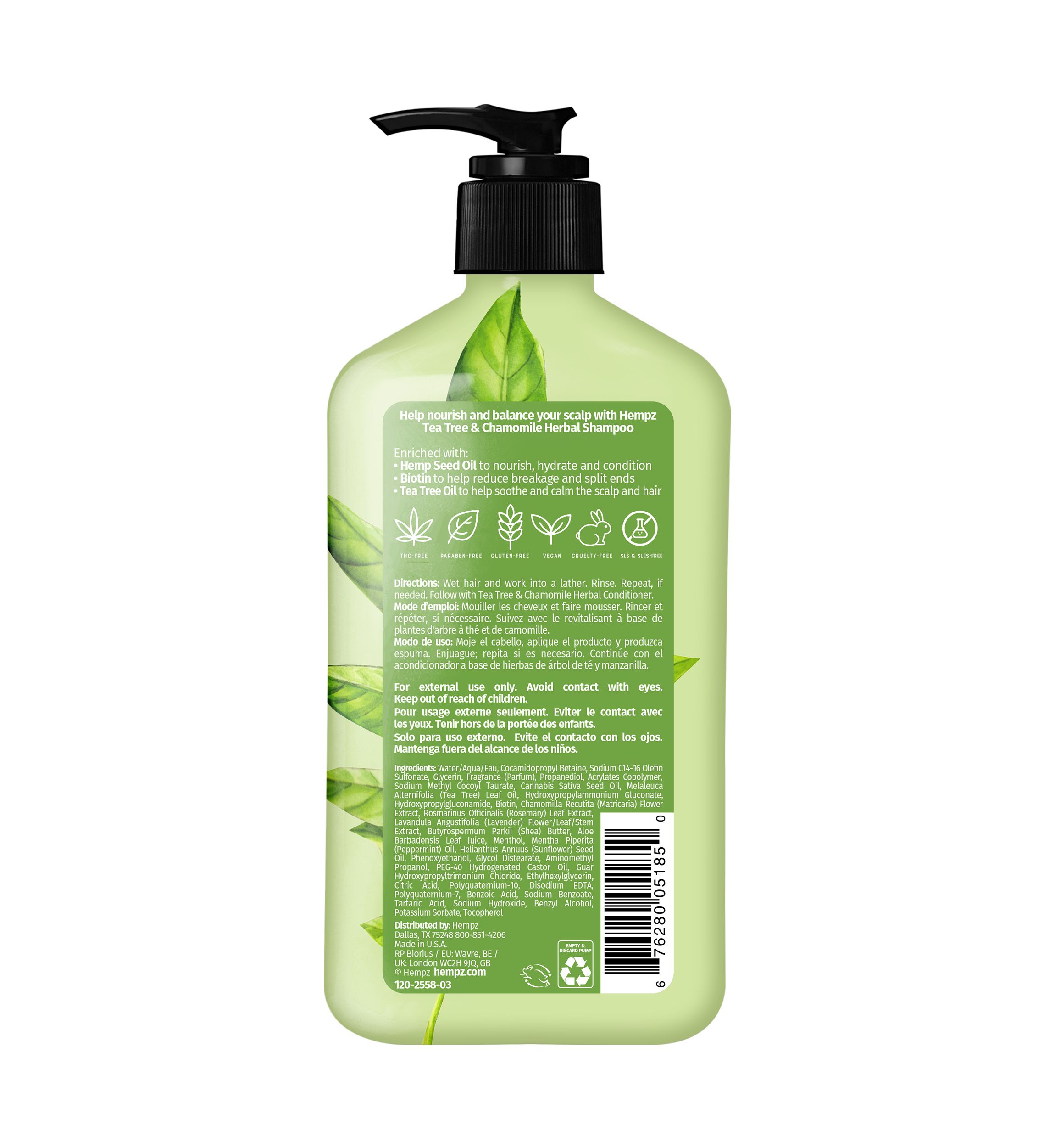 Tea Tree & Chamomile Herbal Shampoo with Vegan Biotin & Tea Tree Oil for Scalp Care