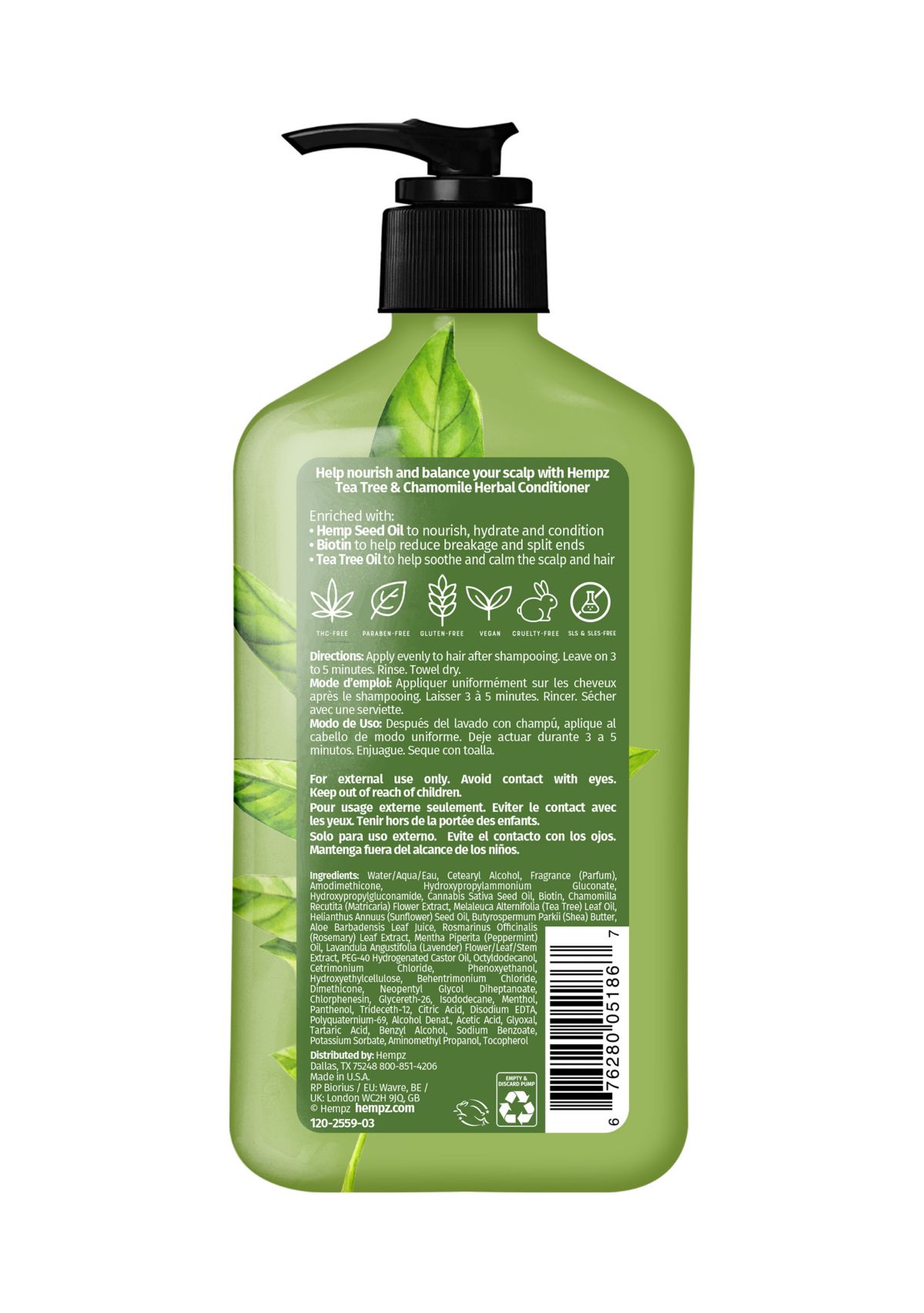 Tea Tree & Chamomile Herbal Conditioner with Vegan Biotin & Tea Tree Oil for Scalp Care