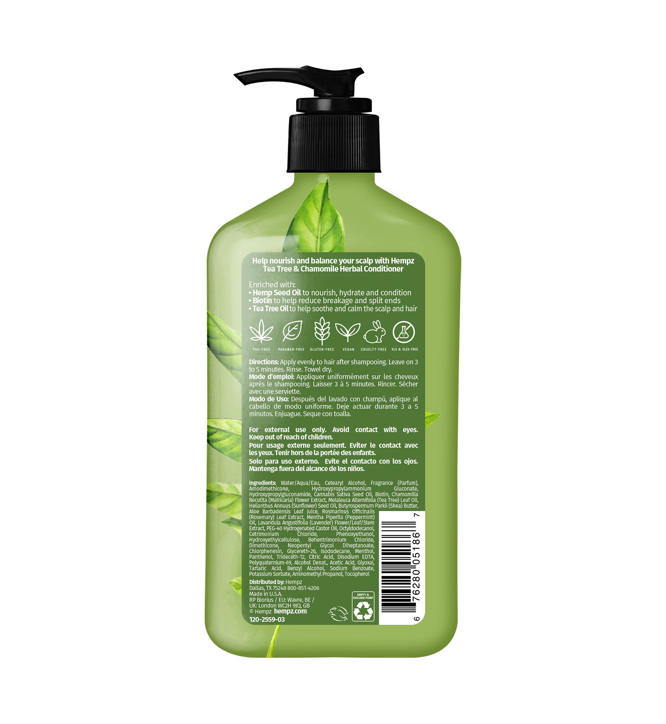 Tea Tree & Chamomile Herbal Conditioner with Vegan Biotin & Tea Tree Oil for Scalp Care